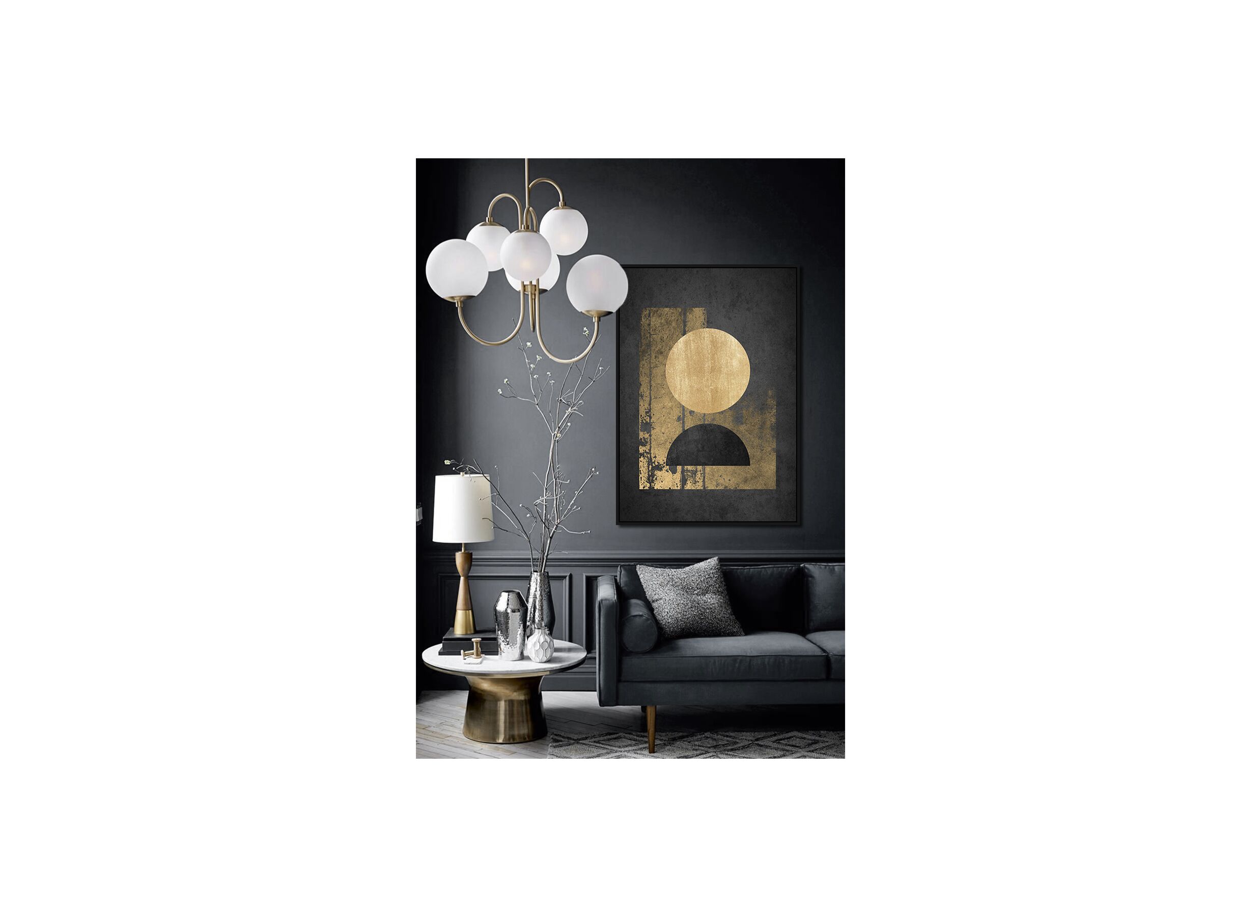 Sfeerfoto - Foto met kader Luna Piena 62,6x92,6cm - stof & kunststof - multicolor