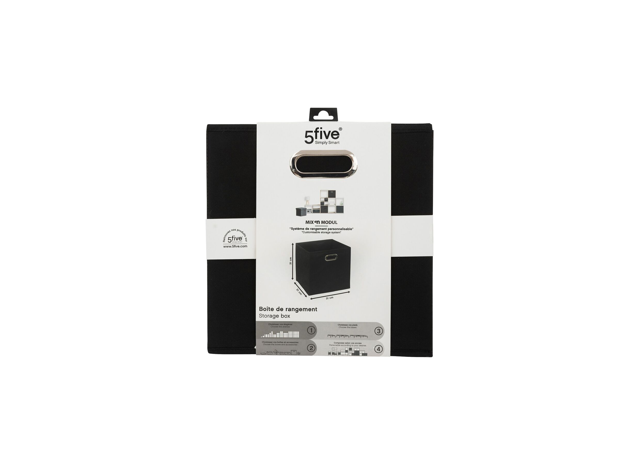 Aperçu - Boite de rangement 31x31x31cm noir