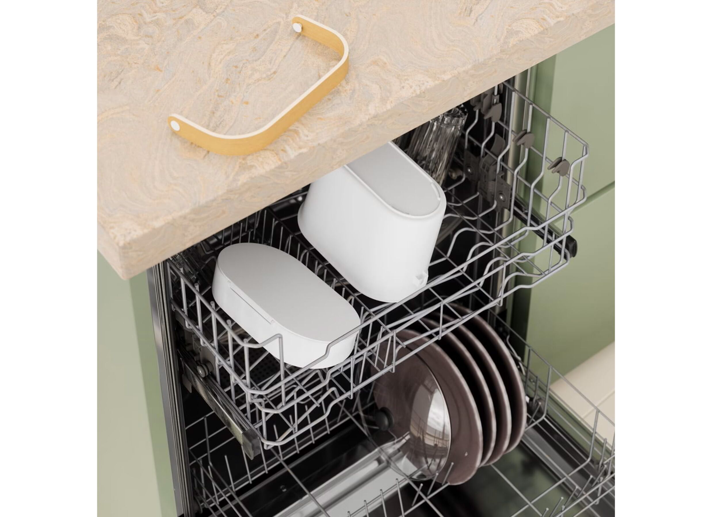 Foto ambiance - Poubelle de table Bellwood Compost 4L - plastique - blanc