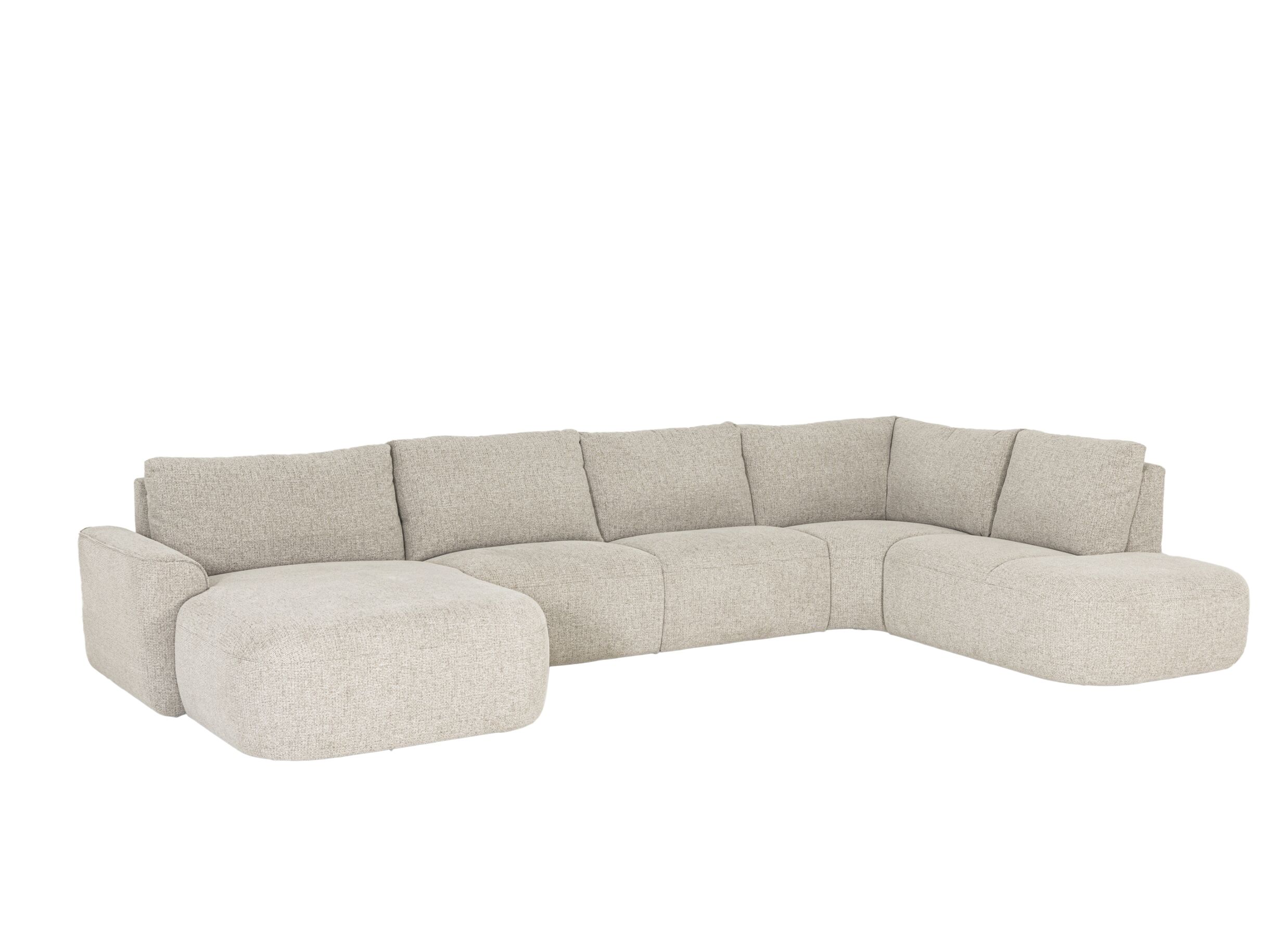 Hoeksalon Malco 401x235cm - stof - taupe met relax - Canapé d'angle Malco 401x235cm - tissu - taupe avec relax