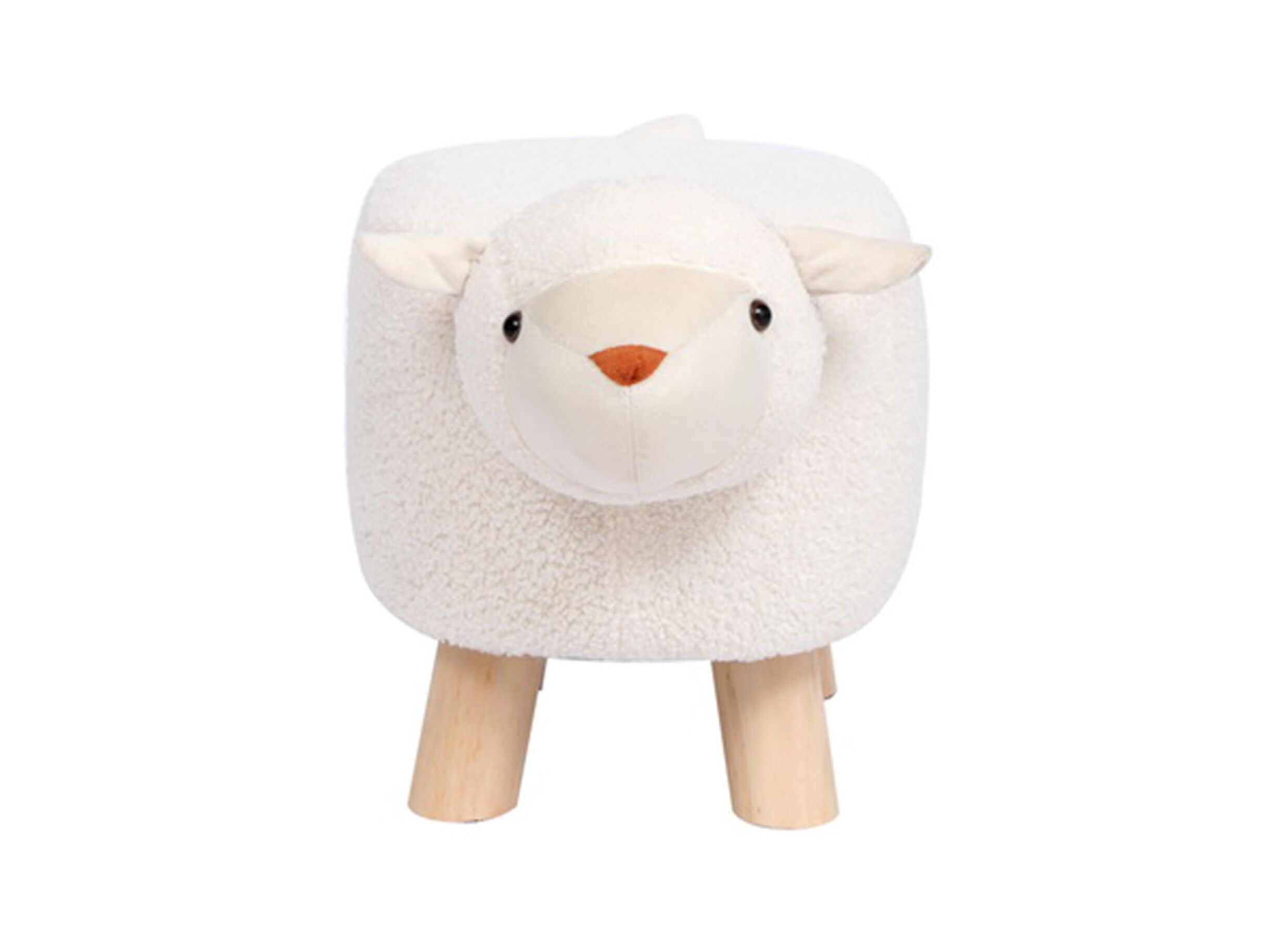 Overzichtsfoto - Voetenbank Schaap 46x25x25cm - bouclé - wit