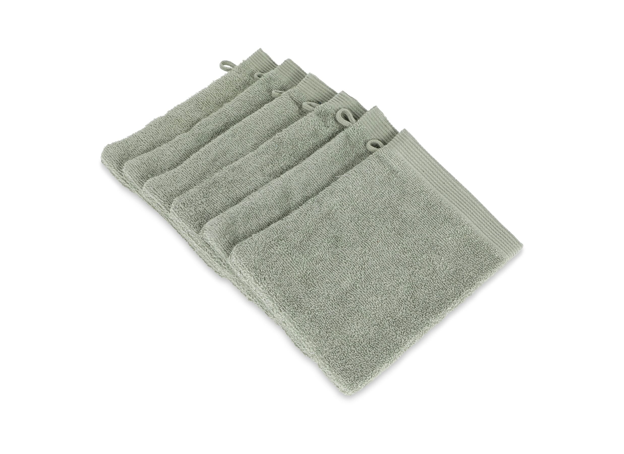 Aperçu - Gant de toilette Flora 16x22cm - coton - vert olive