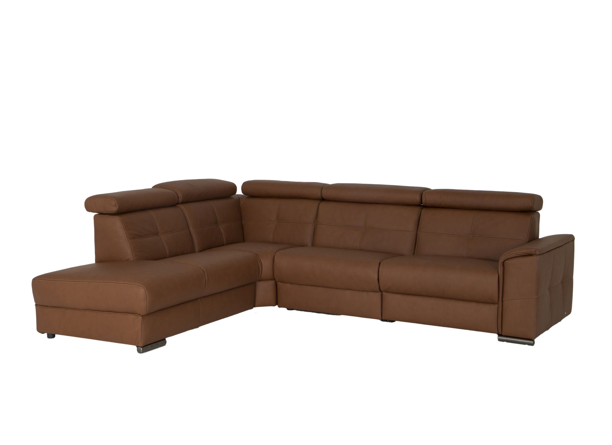 Hoeksalon Lana 289x227cm - leder - bruin met relax - Canapé d'angle Lana 289x227cm - cuir - marron avec relax