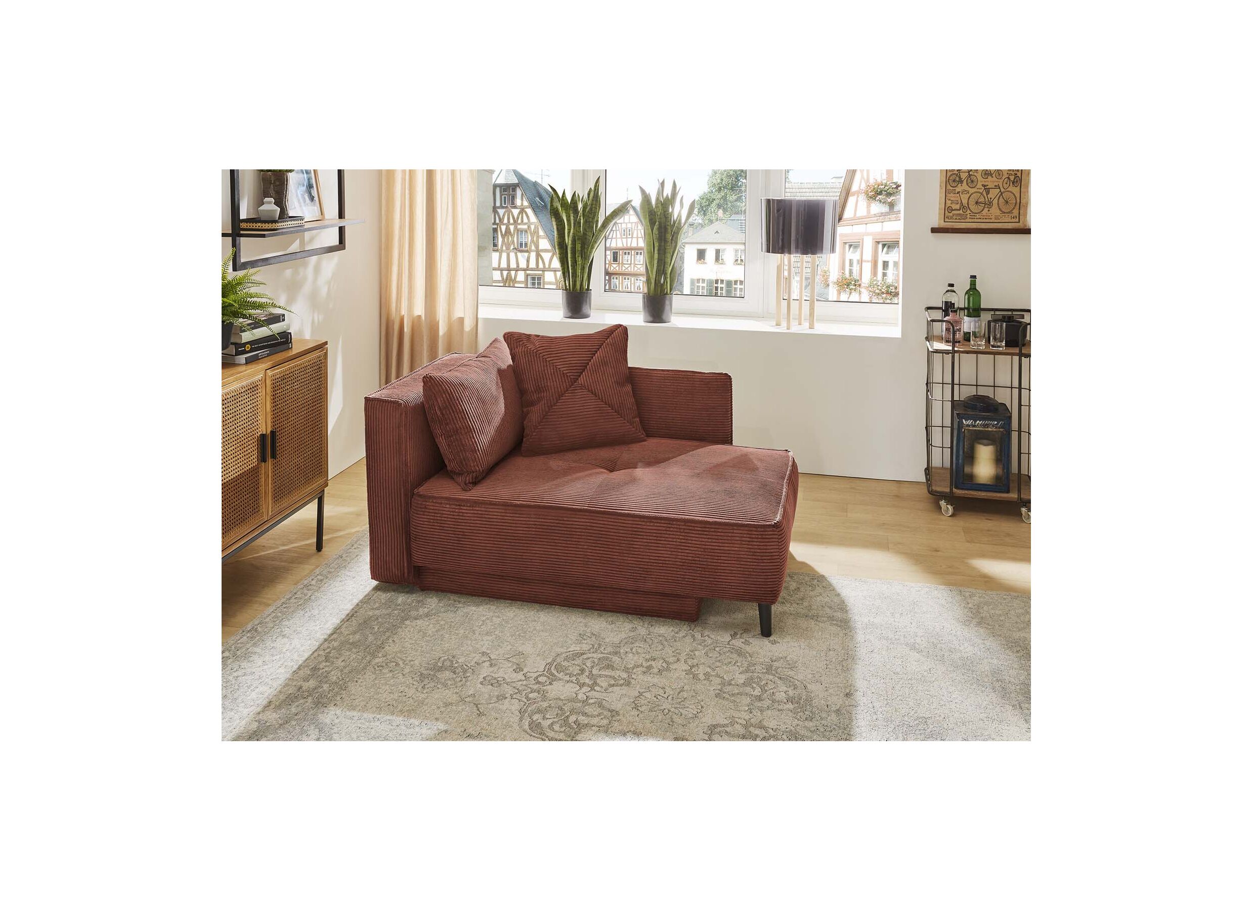 Chaise longue Rex Recamière 155x95x81cm - stof - roest met bedfunctie
