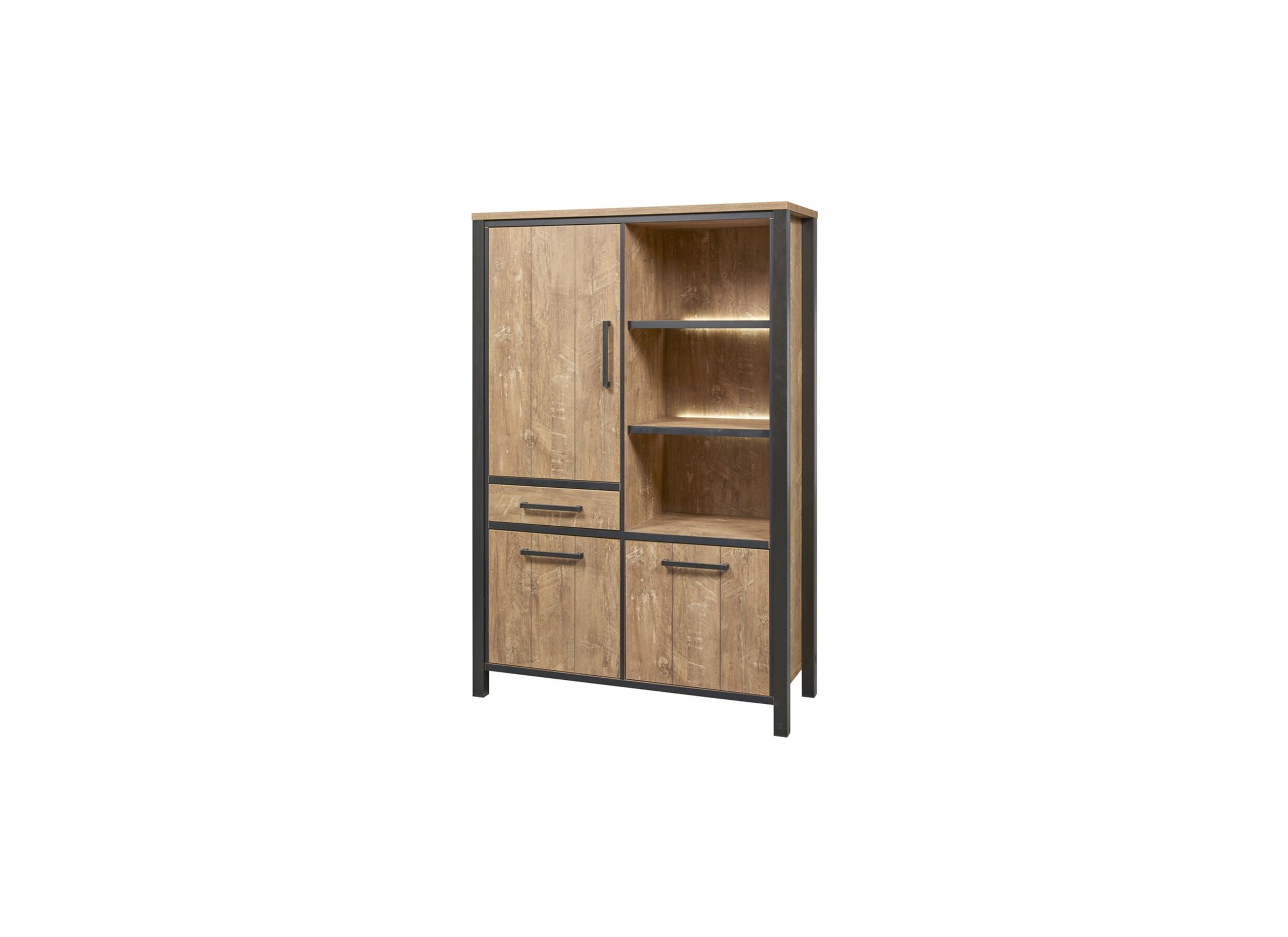 Barkast 126cm - decor - oranje teakhout/matzwart