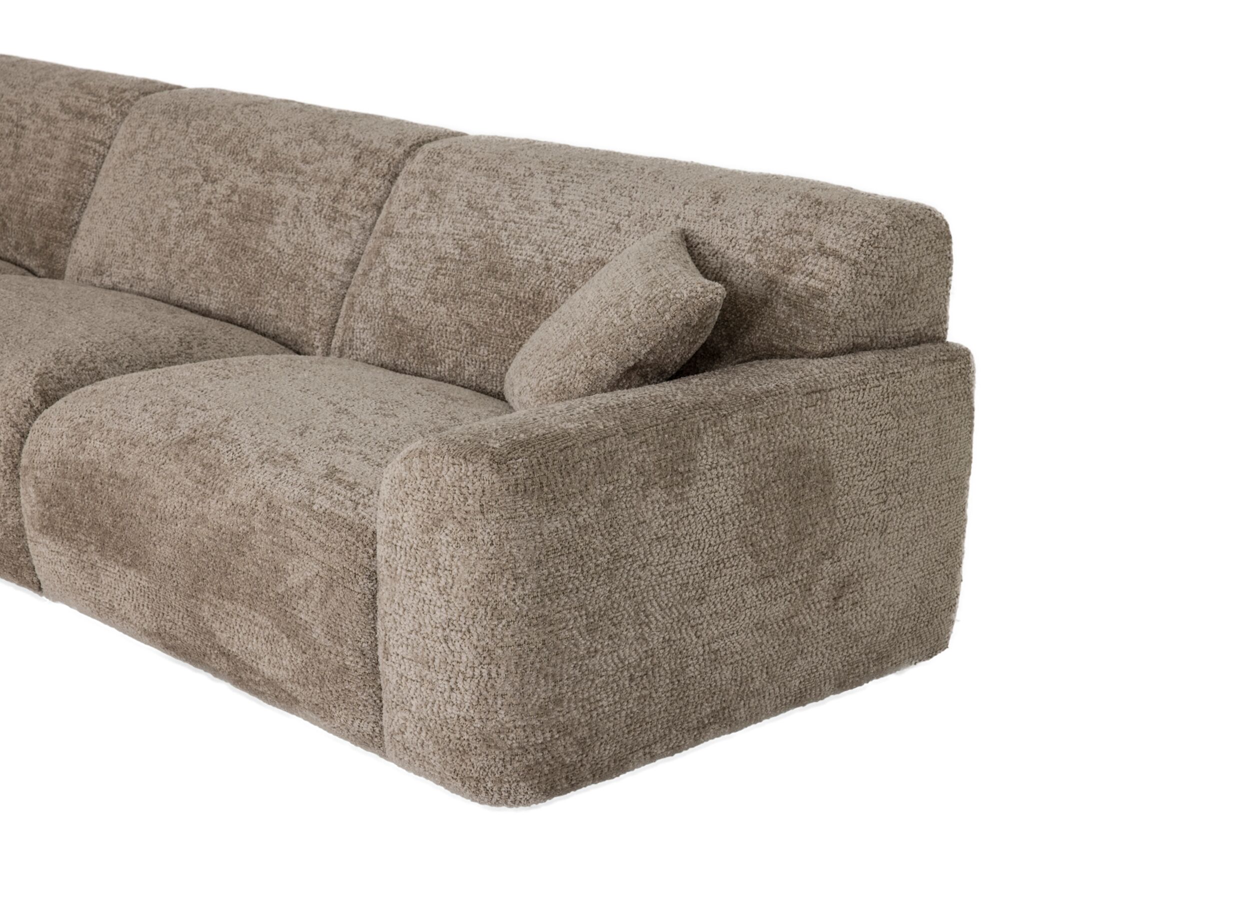 Detailfoto - Hoeksalon Massa 354x168cm - stof - taupe