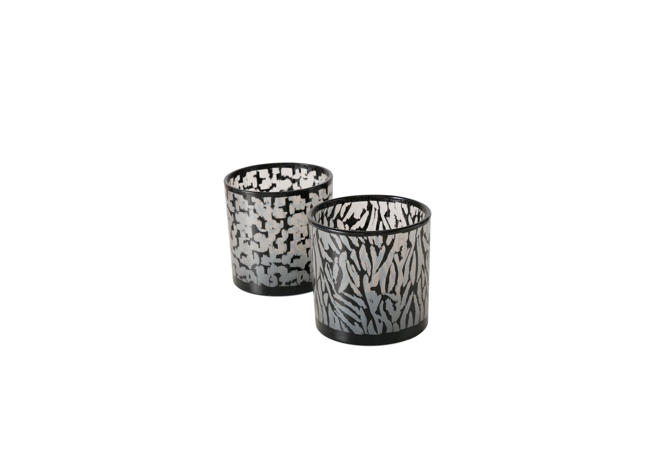 Plus Important - Porte-bougie Thato H15cm - verre - beige/noir