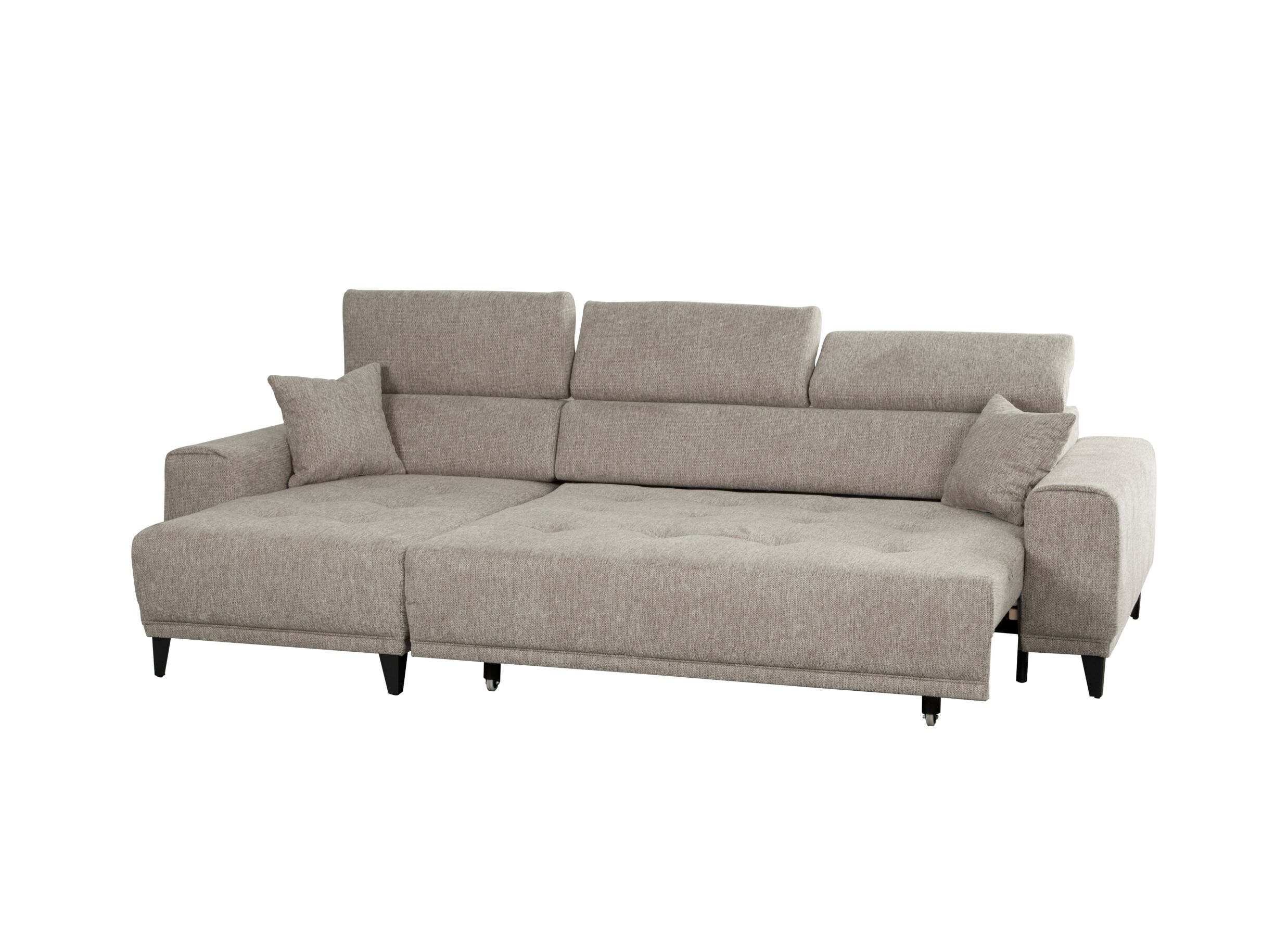 Overzichtsfoto - Hoeksalon Dragor 296x179cm - stof - grijs met bedfunctie