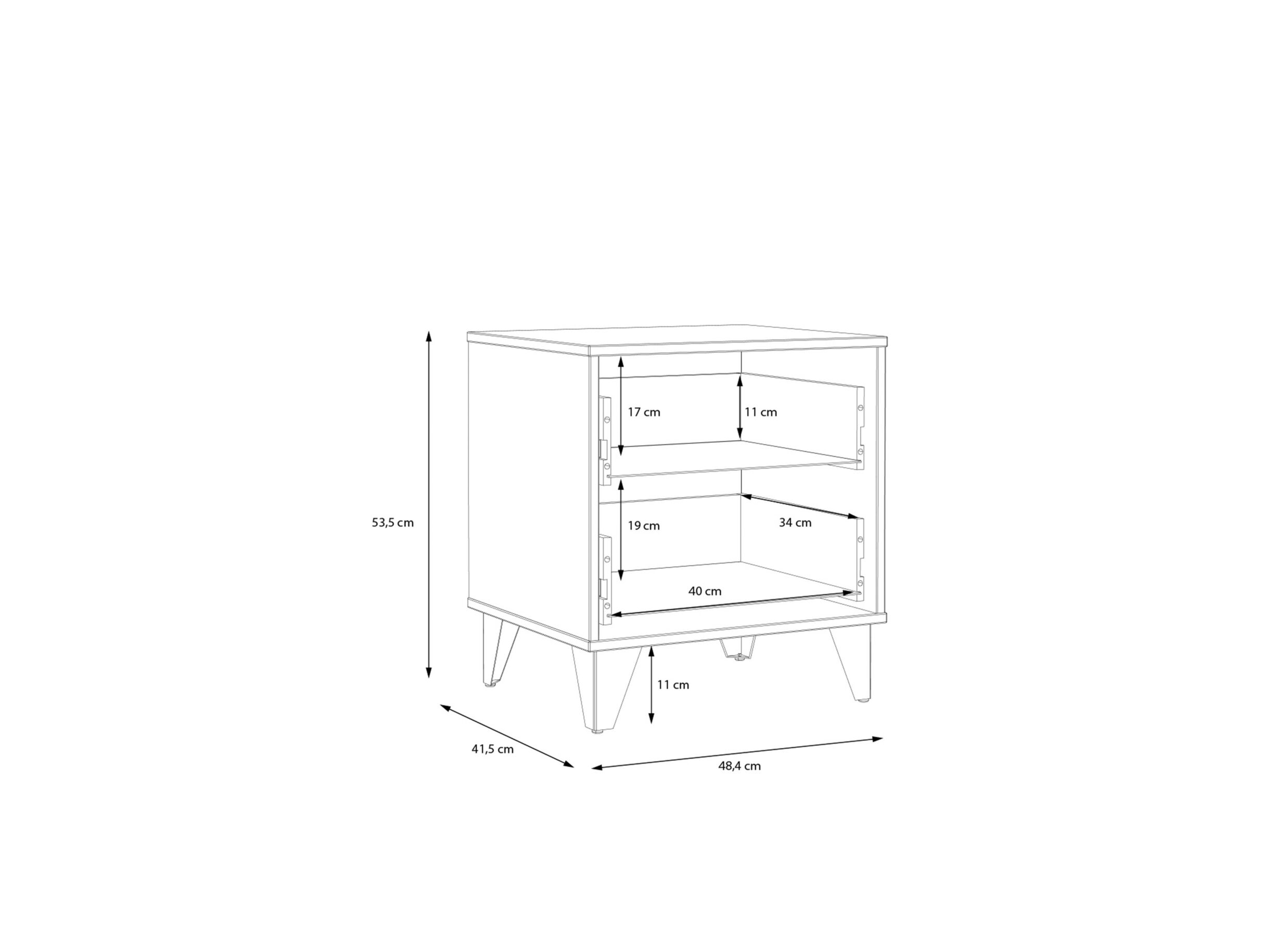 Table de chevet Lya 48x42x54cm - panneau décor - cabezone oak/mauvella