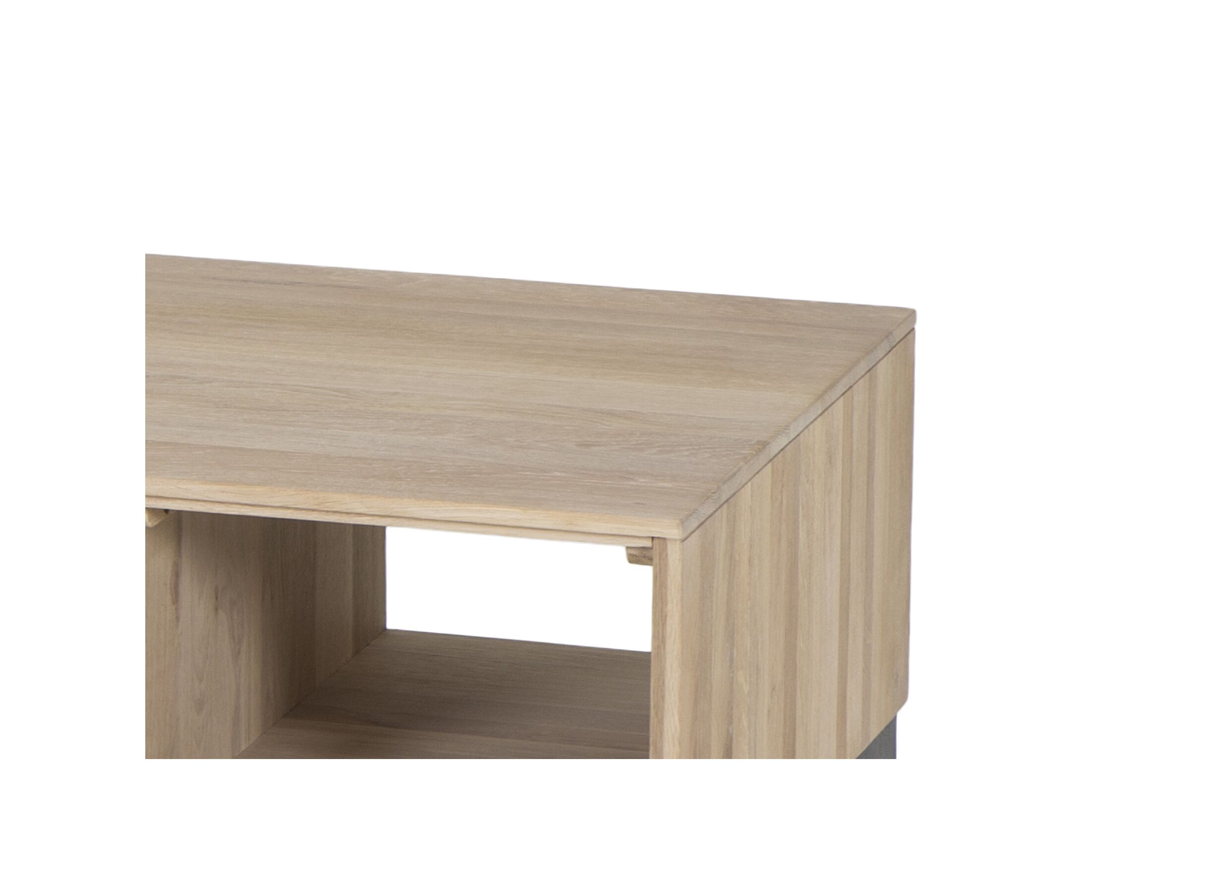 Table basse Polar 120x60cm avec rangement - chêne massif & décor - naturel