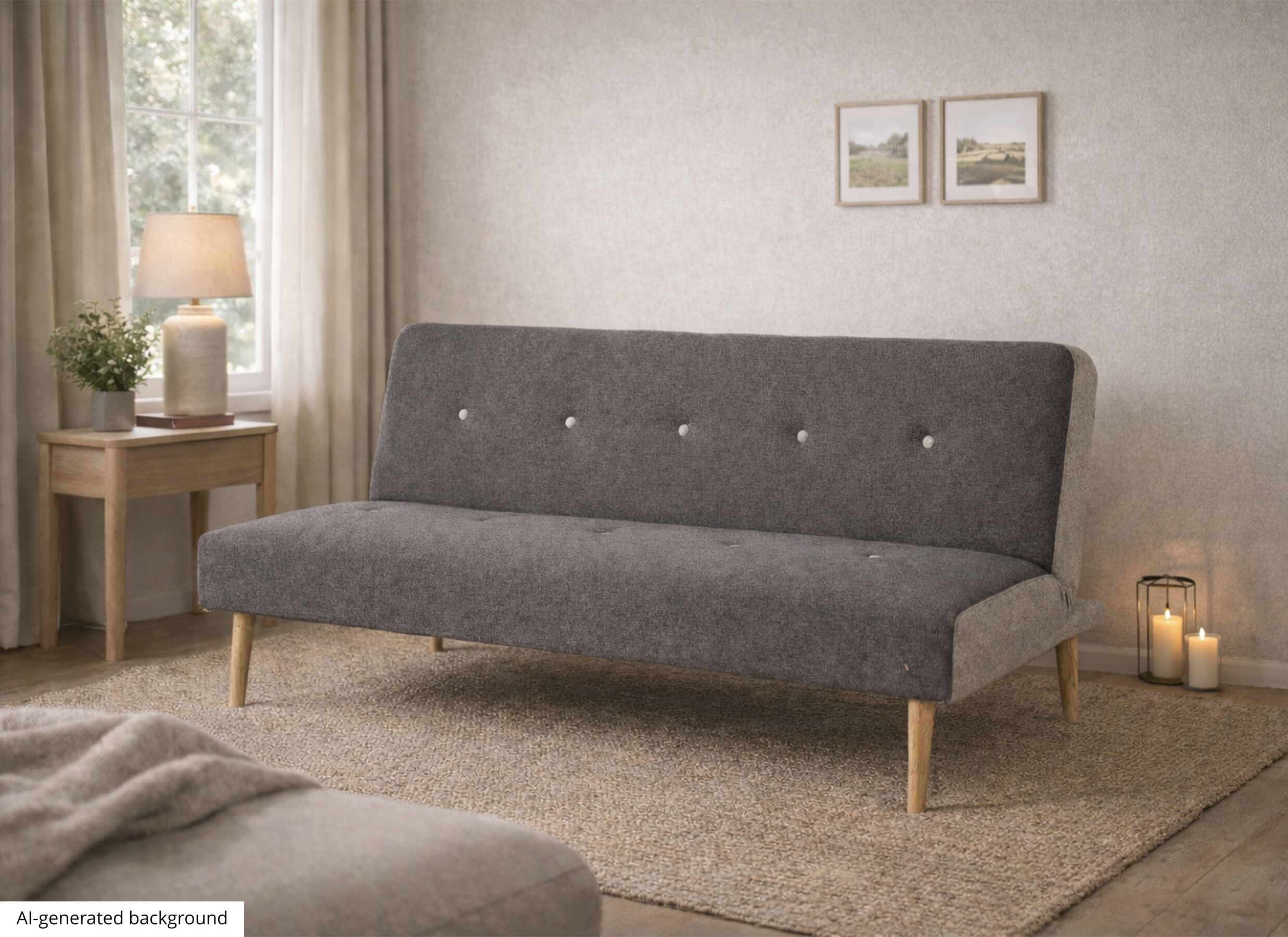 AI Generated - Zetelbed Wasabi 1-persoons - 180x90cm - stof - grijs