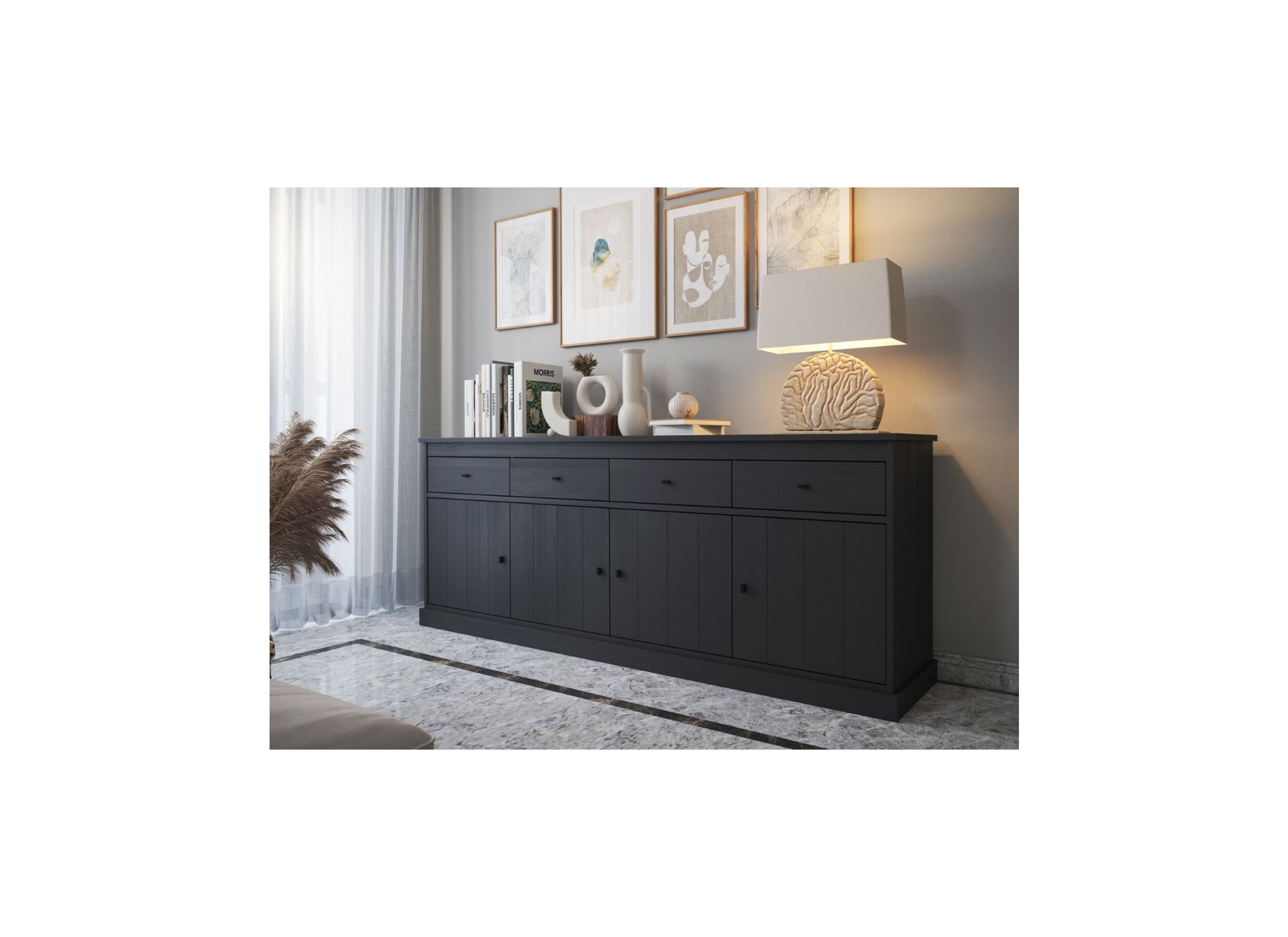 Buffet Valencia 225cm - Buffet Valencia 225cm - melamine - chêne noir