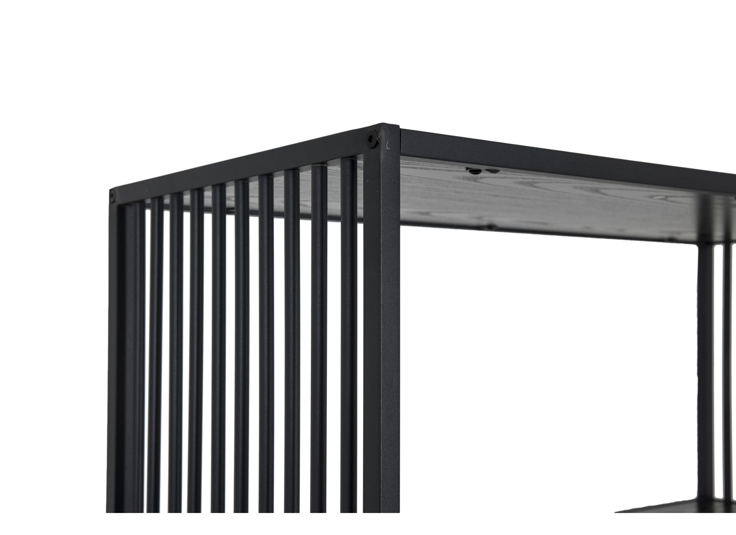 Detailfoto - Opbergrek Mefisto 83x35x185cm - metaal melamine - zwart