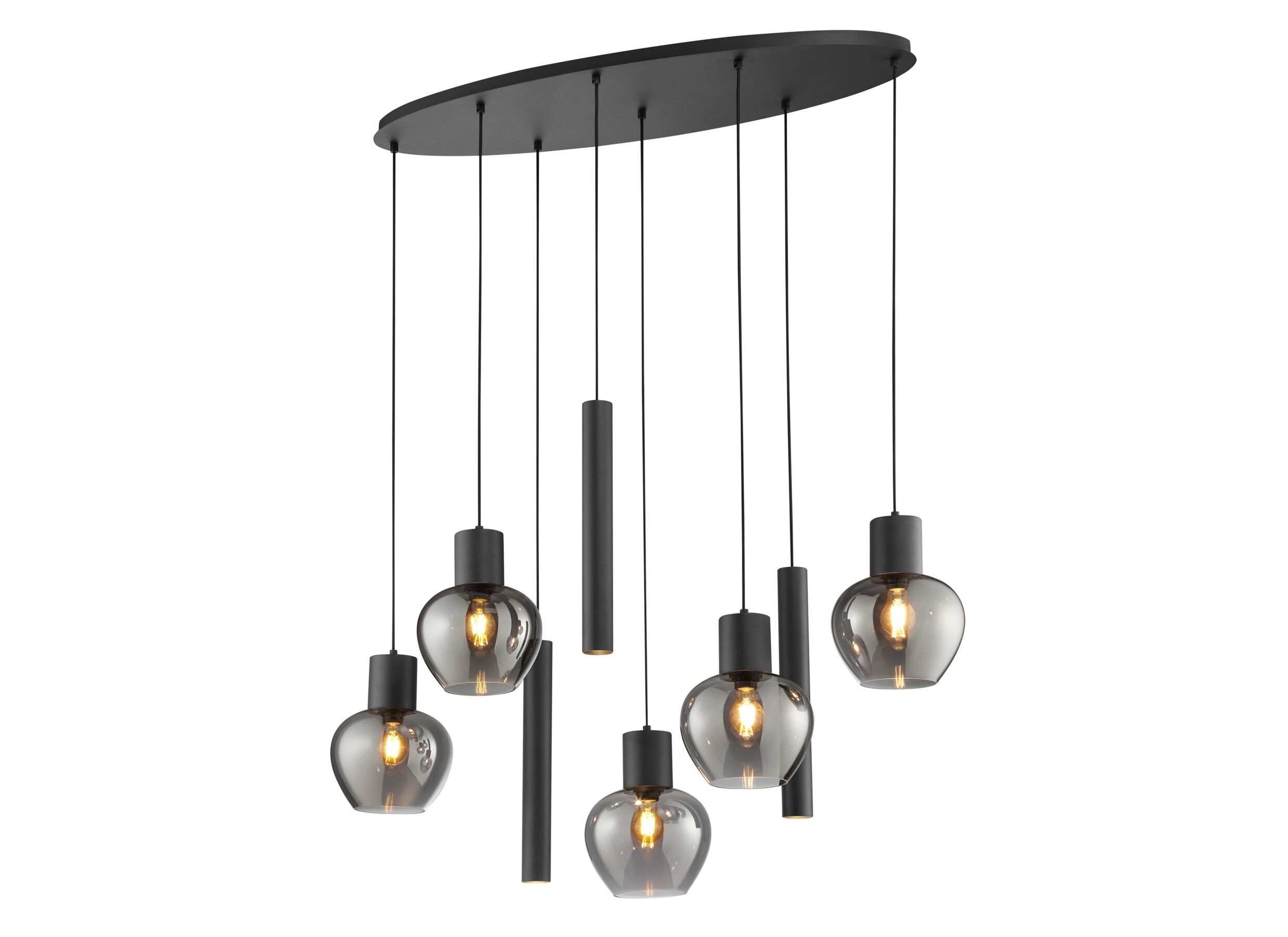 Hanglamp Nuvia 5x20W E27 & 3x10W GU10 - metaal - zwart - Hanglamp Nuvia 5x20W E27 & 3x10W GU10 - metaal - zwart