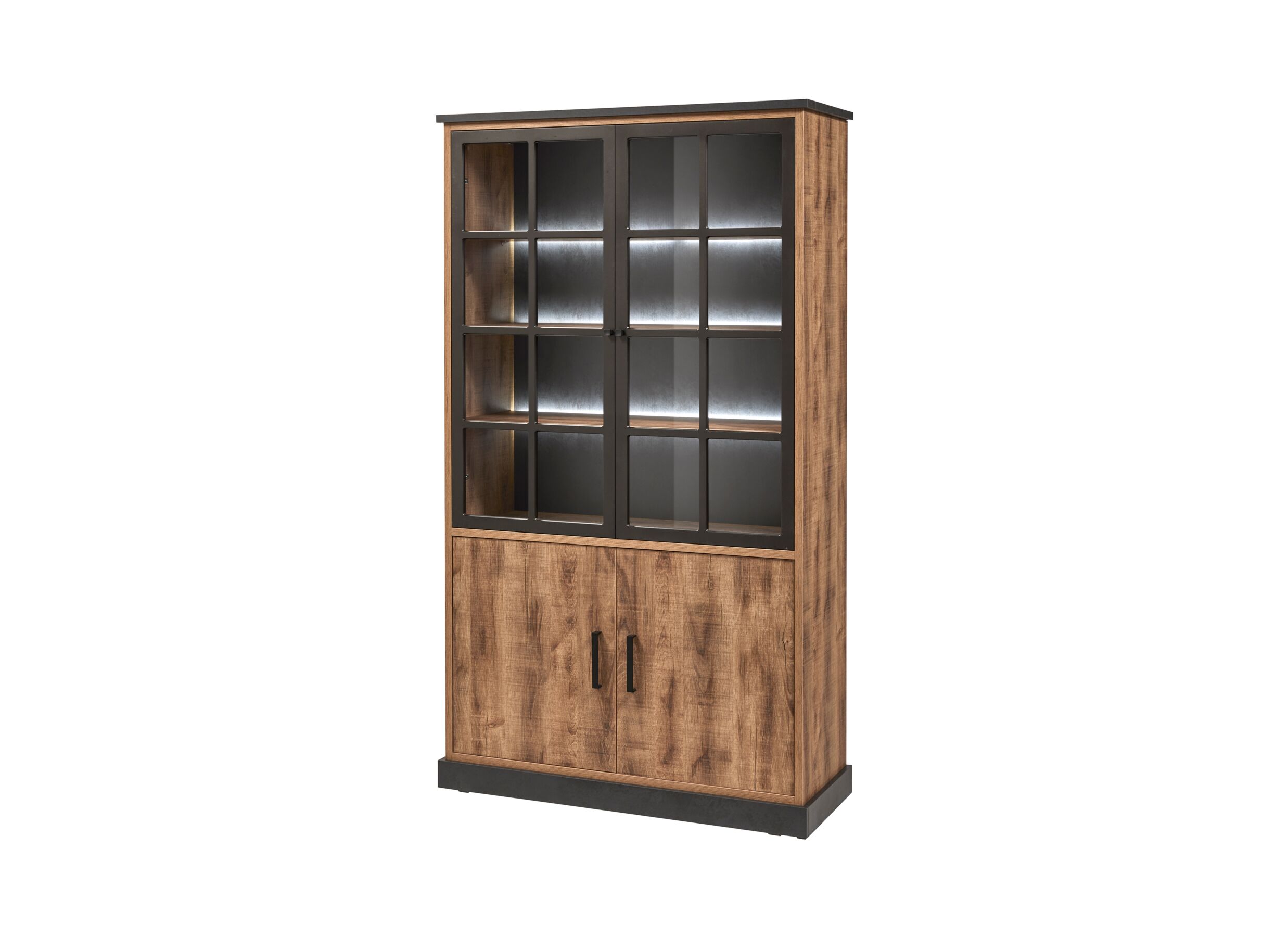 Vitrinekast 120cm - decor - bruin/zwart