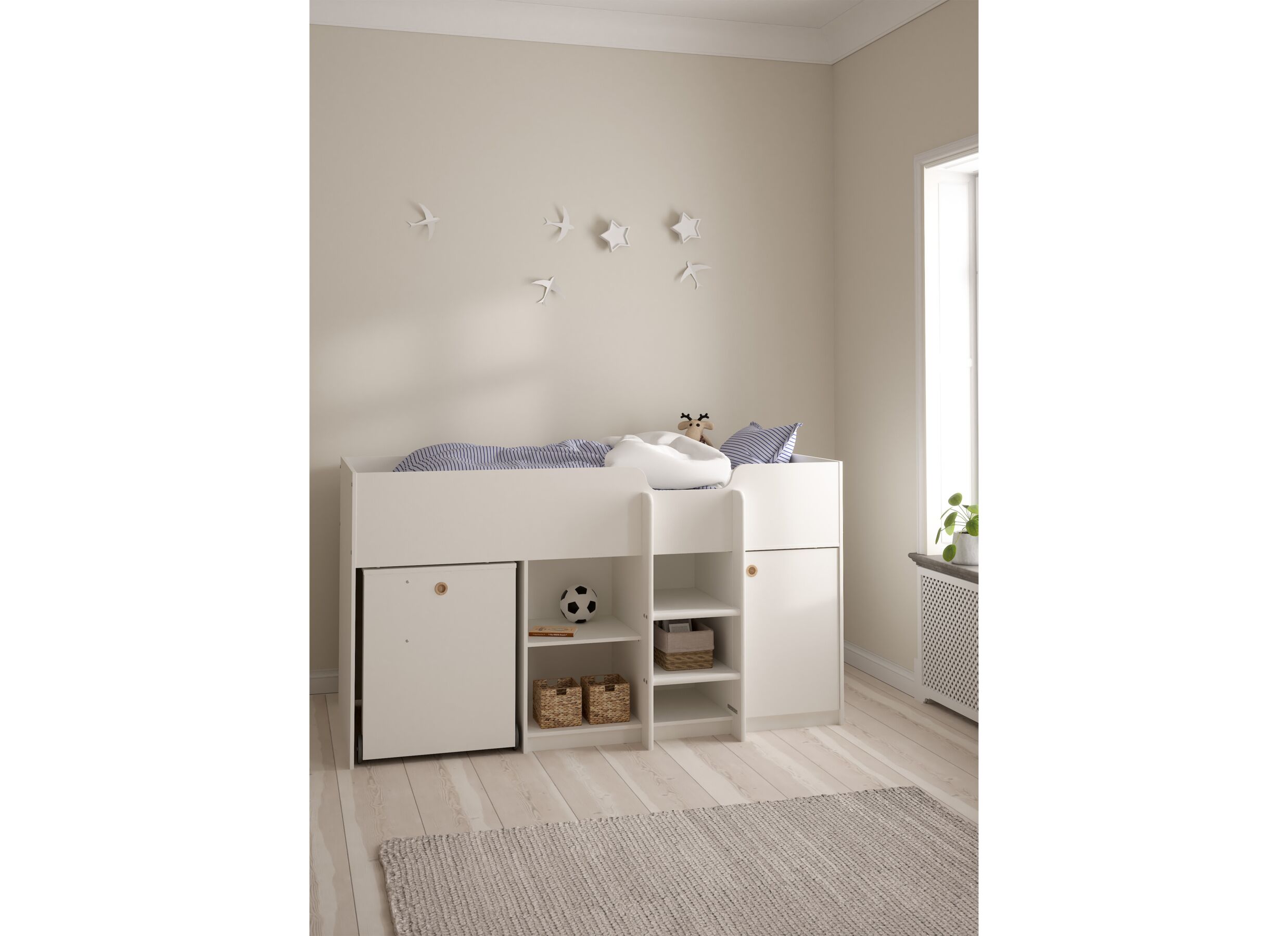 Foto ambiance - Lit mi-hauteur Lyon 90x200cm - décor - blanc