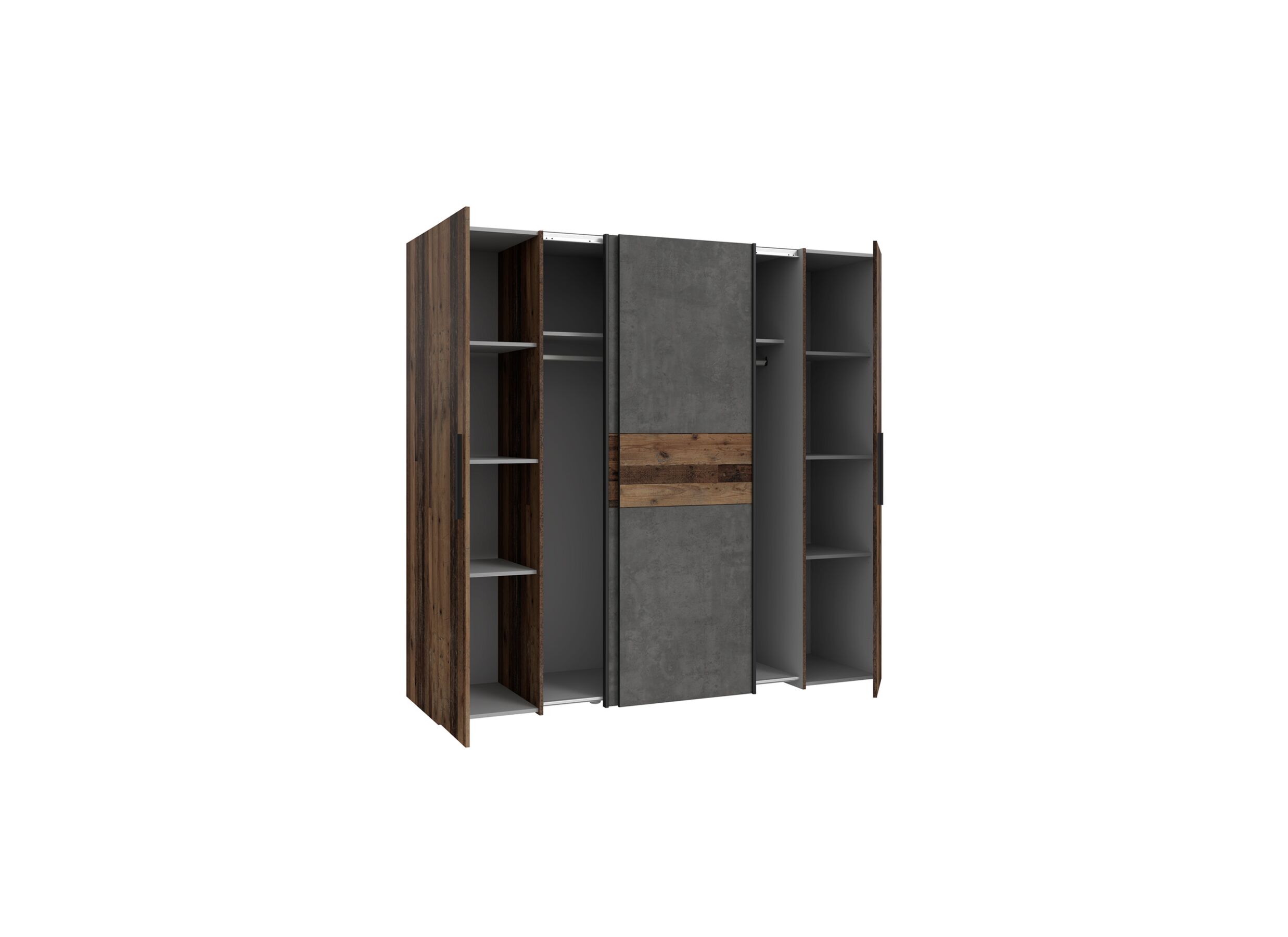 Garde-robe Kalixtus 200cm - décor - old wood/gris foncé