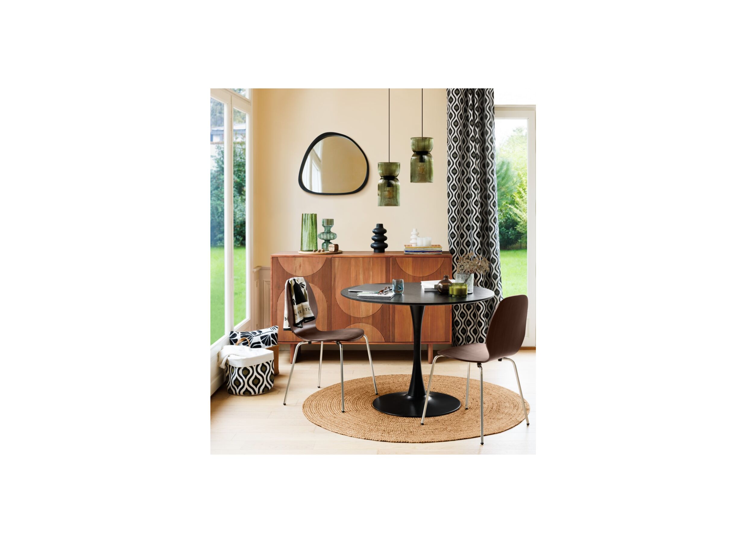 Foto ambiance - Miroir Wayne 63x57cm - MDF/verre - noir