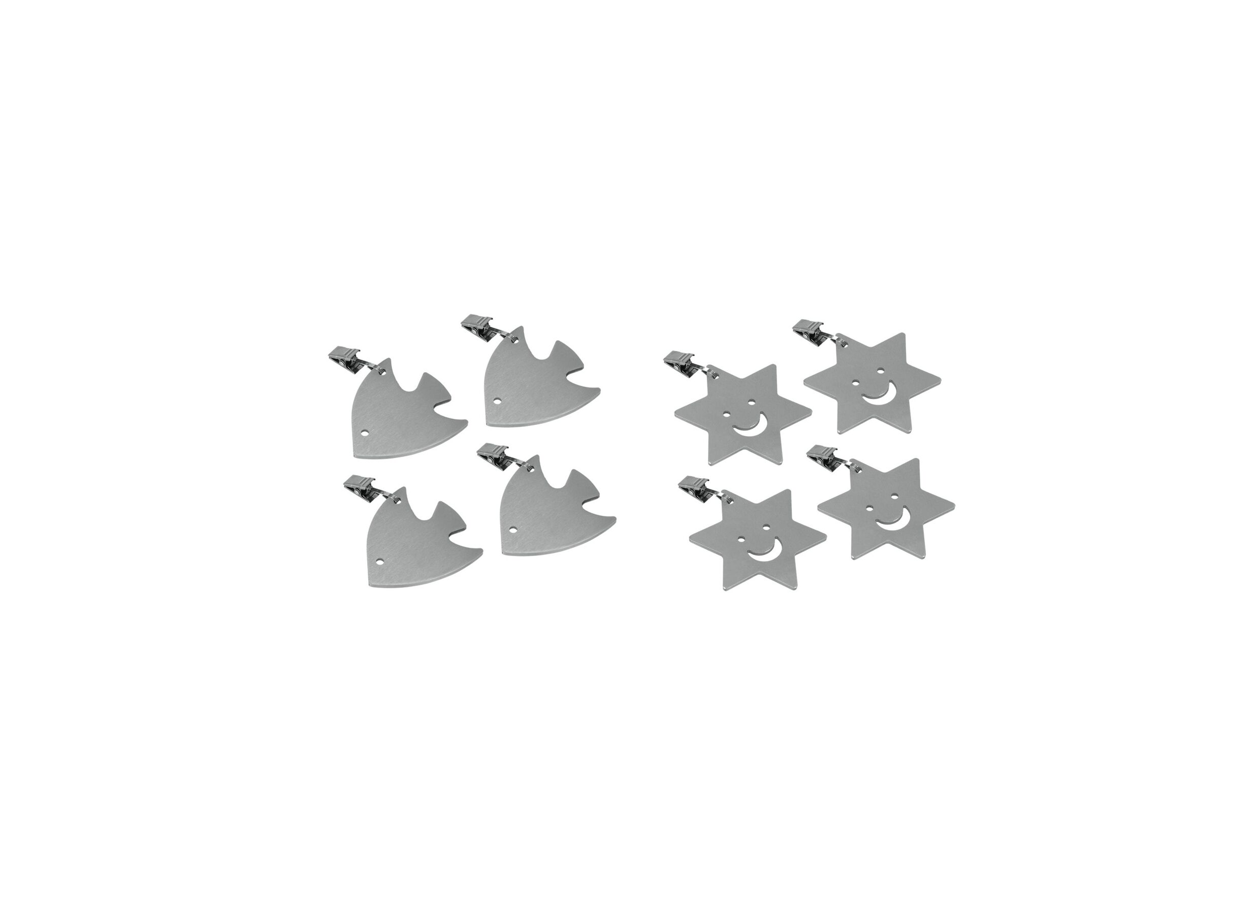 Tafellakengewichten Sterren/Vissen zilver - Poids des nappes Étoiles/Poissons argent, lot de 4