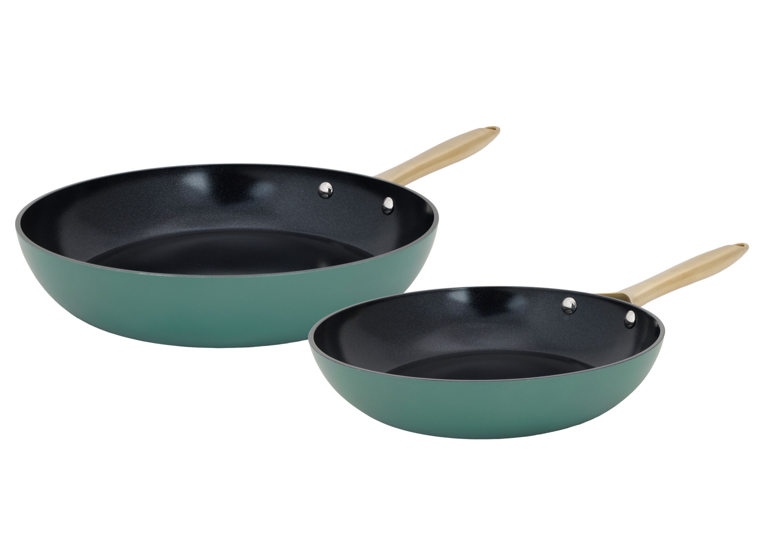 Aperçu - Poêle Elegance Ø24 & Ø28cm - aluminium recyclé - vert & noir lot de 2