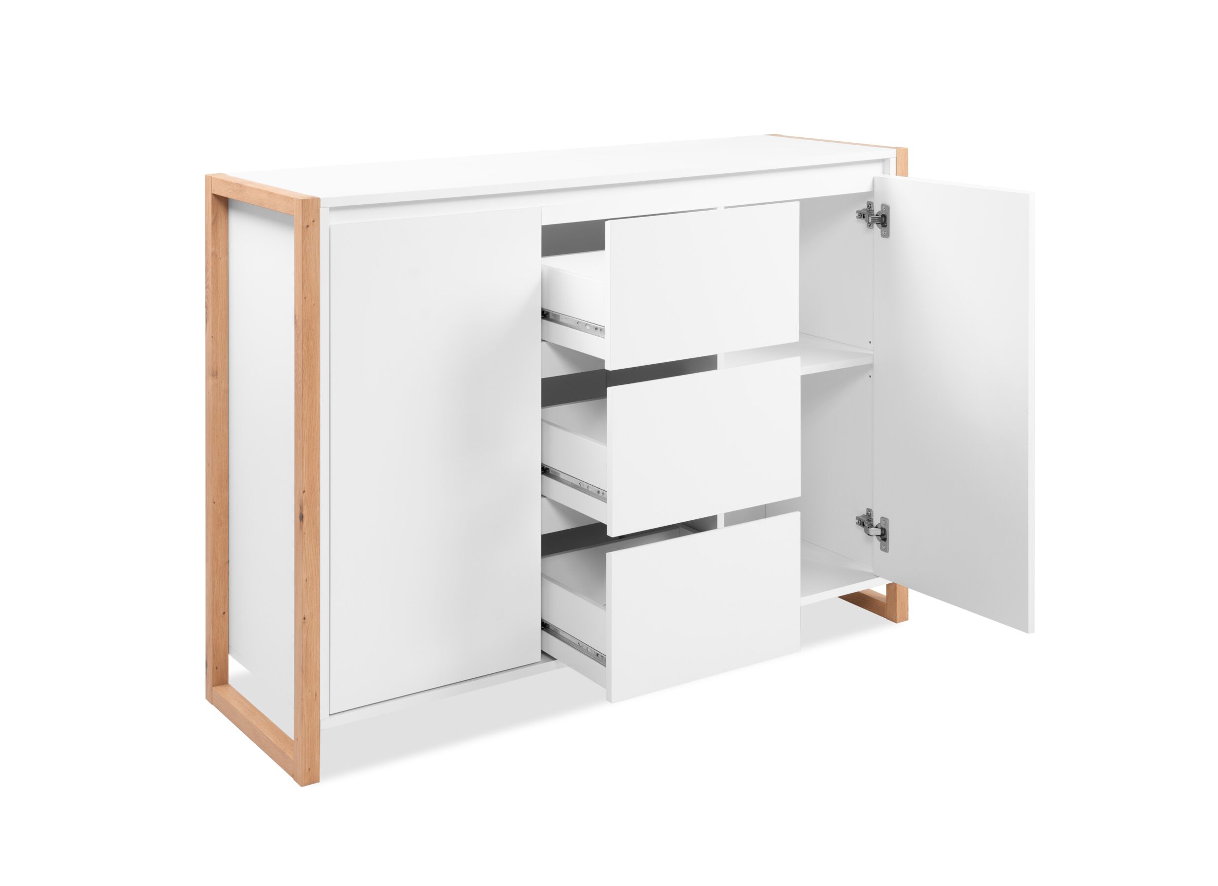 Indeling - Commode Denver 120x40x88cm - decor - wit & artisanale eik