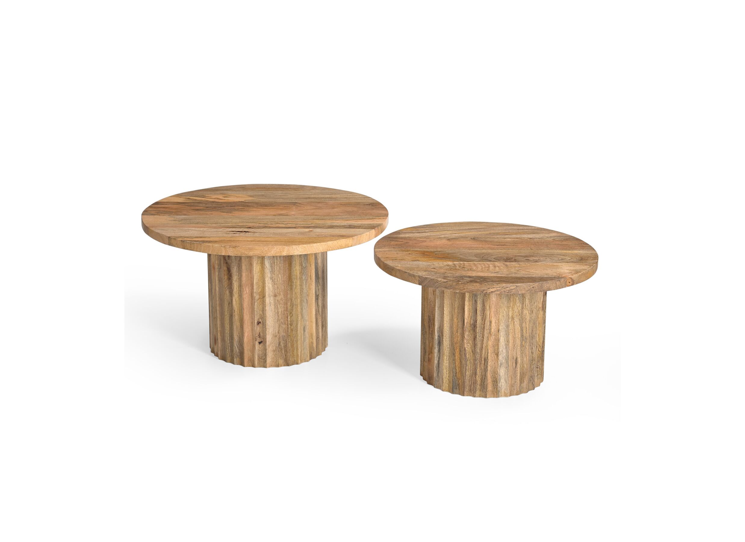 Table basse Zephyra mangue solide rond lot de 2 - Table basse Zephyra mangue solide rond lot de 2