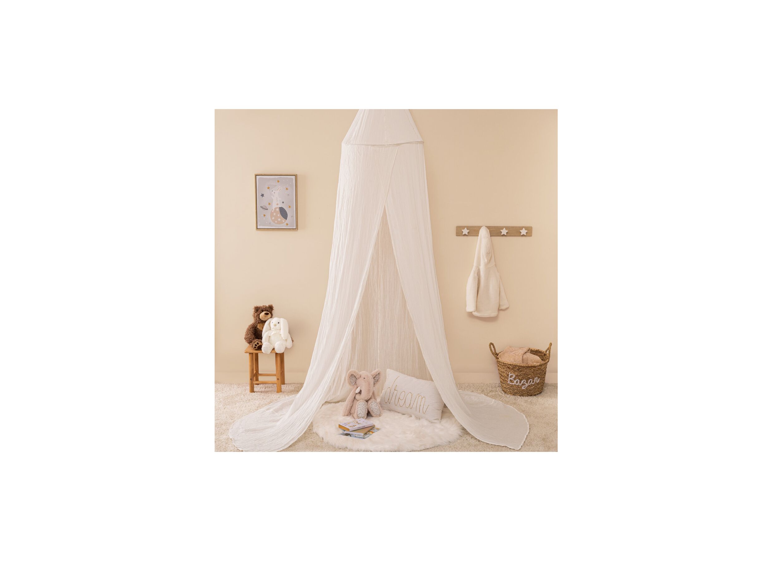 Foto ambiance - Ciel de lit 350x50cm - coton - blanc