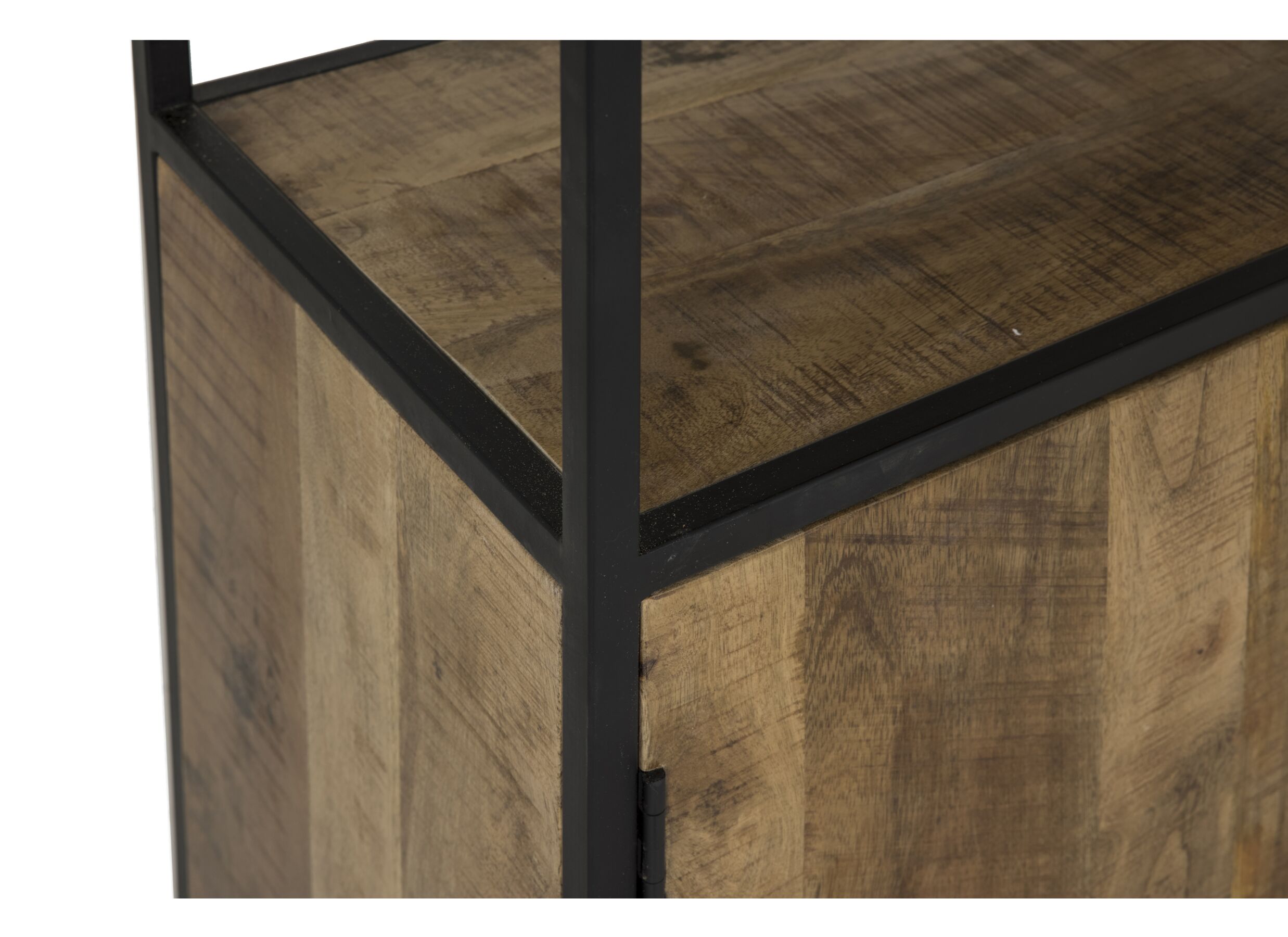 Detailfoto - Opbergrek Lucho 100x40x180cm - mango massief - naturel/zwart