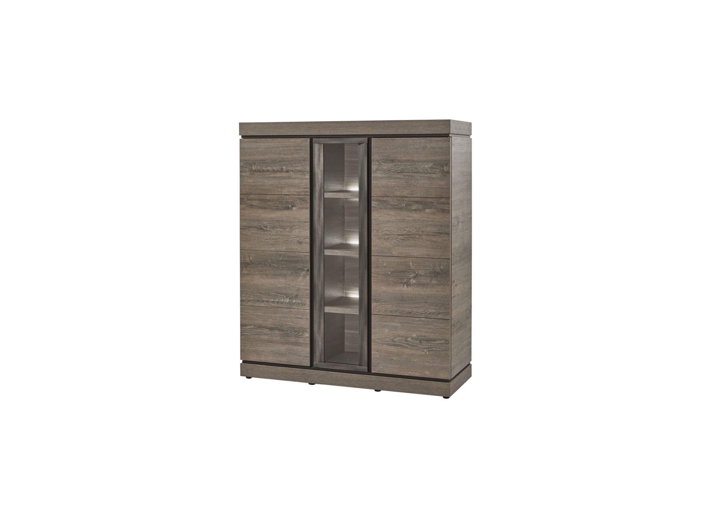 Hoofdfoto - Vitrinekast Belluno 134cm - decor - donkerbruin