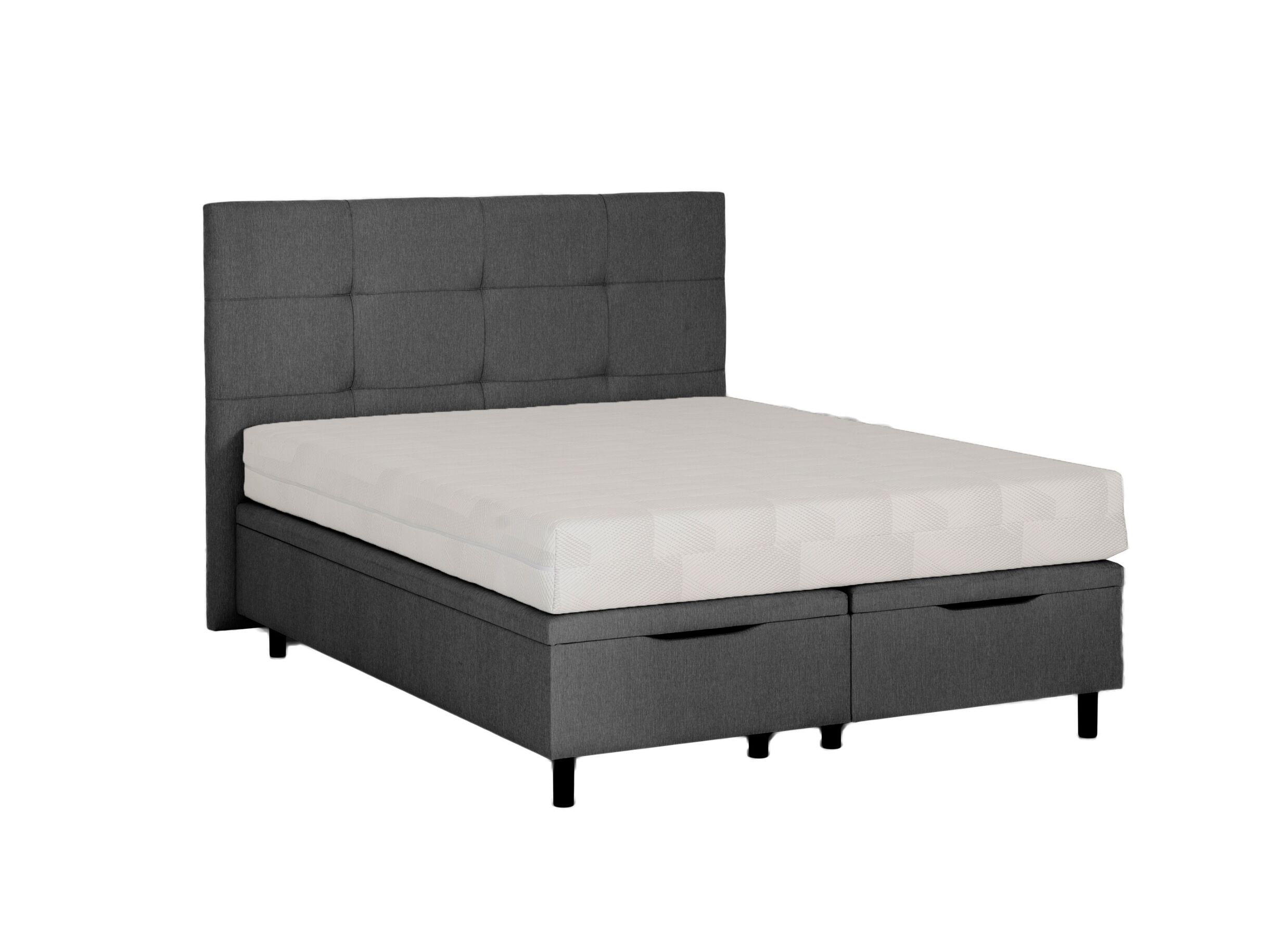 Plus Important - Lit box Cosy 160x200cm - tissu - gris foncé avec rangement
