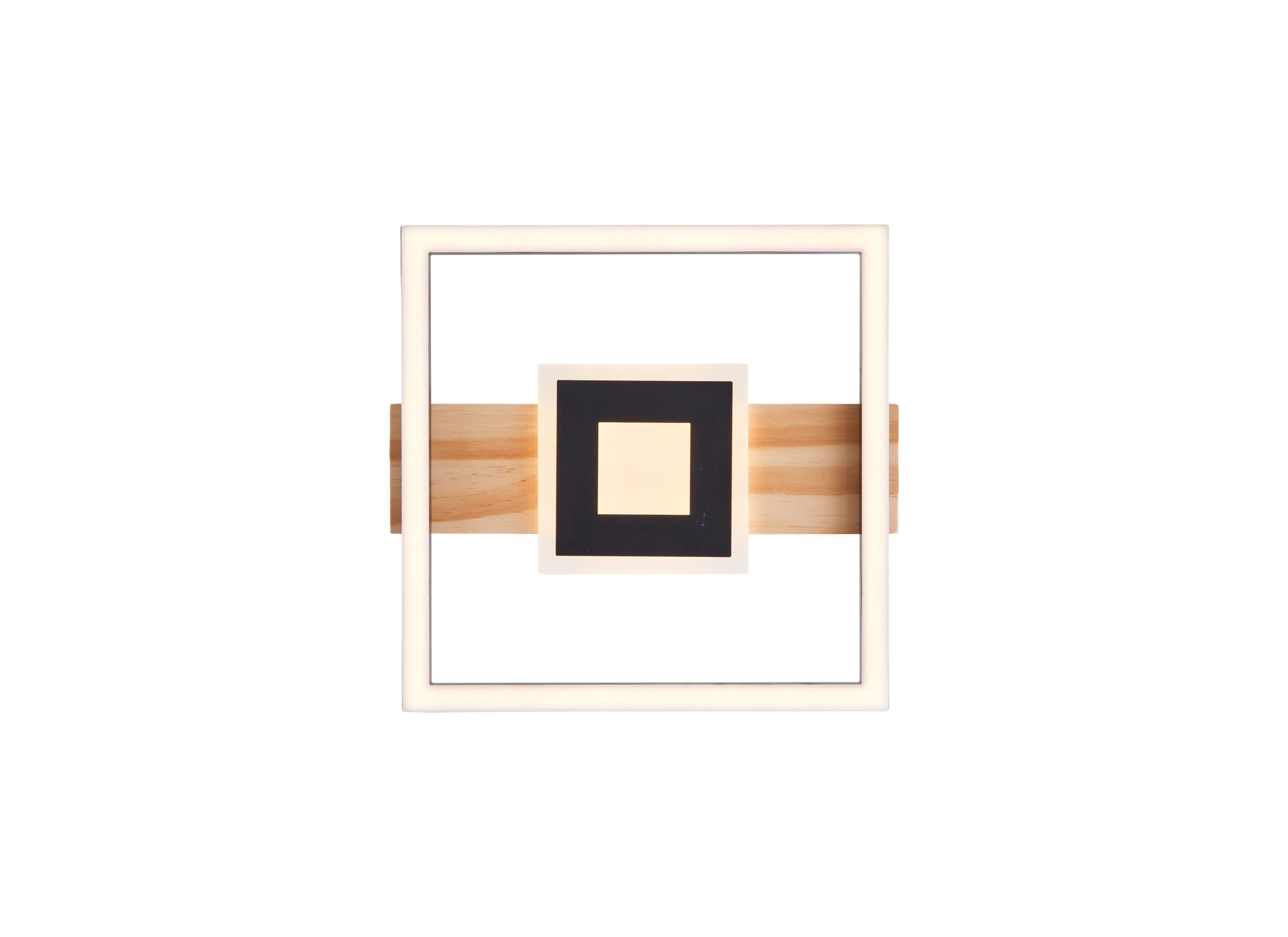 Overzichtsfoto - Plafondlamp Baldo 29,5x27,5cm - metaal/hout/kunststof - zwart/naturel