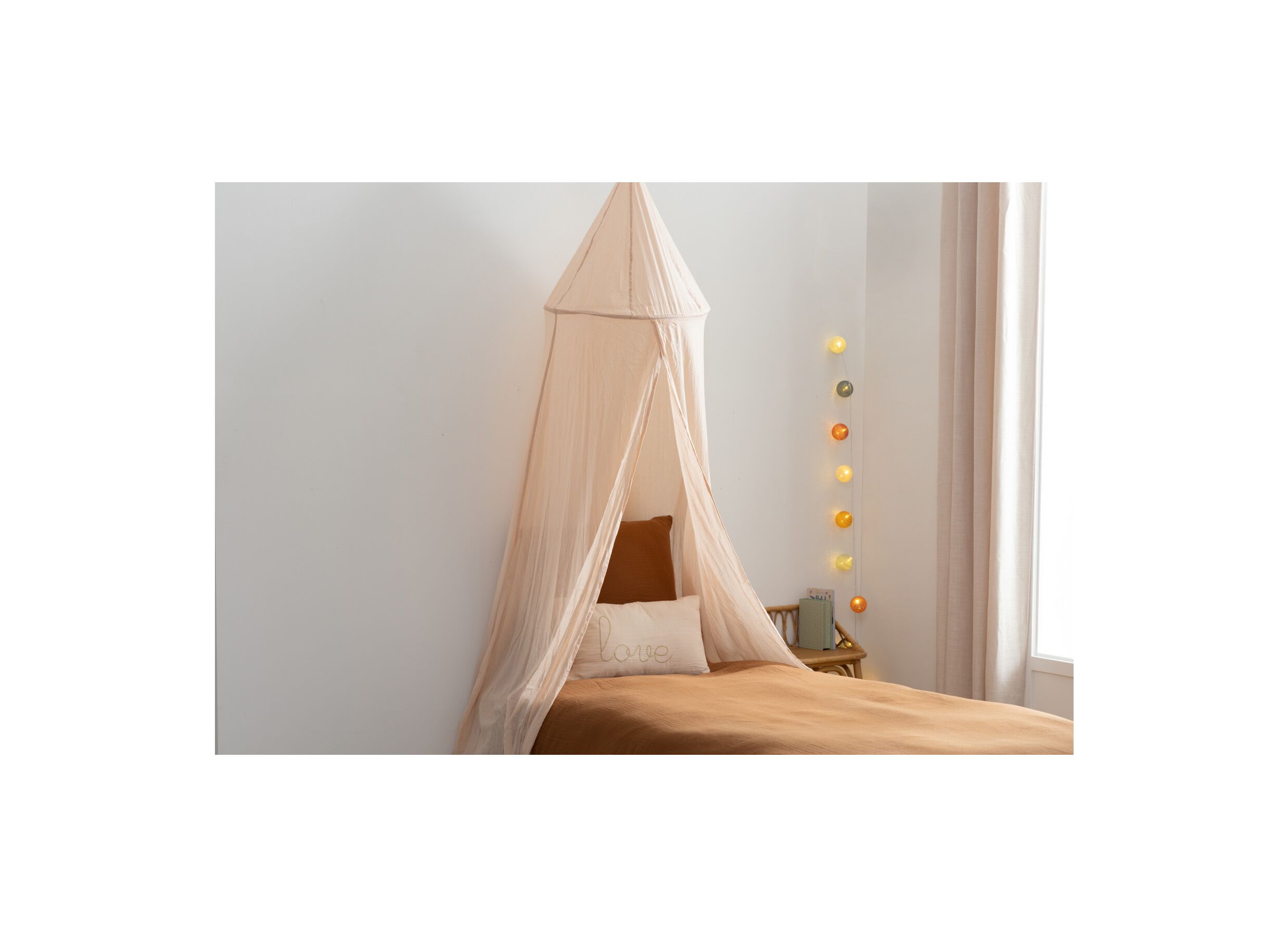 Foto ambiance - Ciel de lit 350x50cm - coton - rose