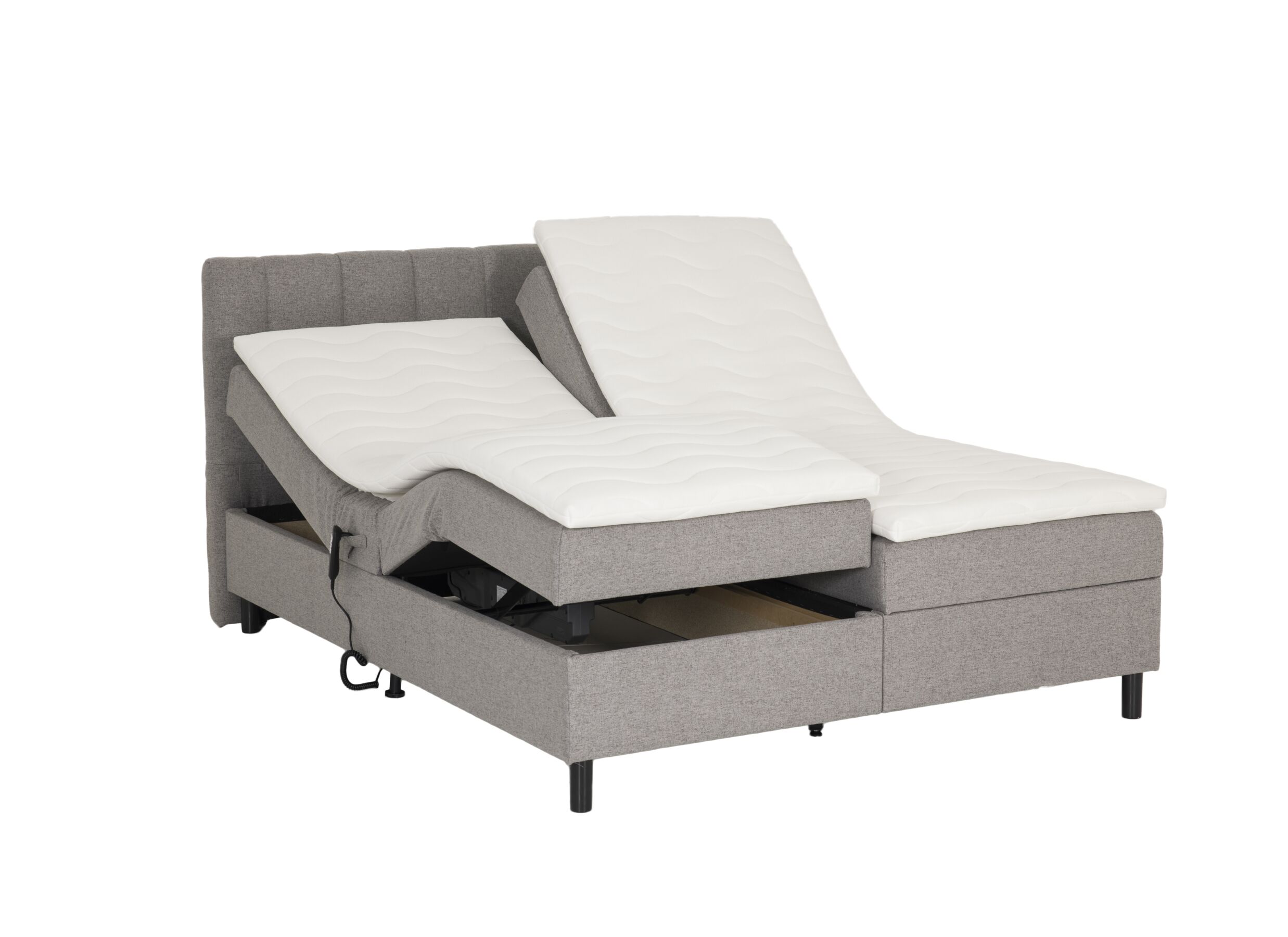 Lit box Miralindo 160x200cm électrique tissu nordic ash