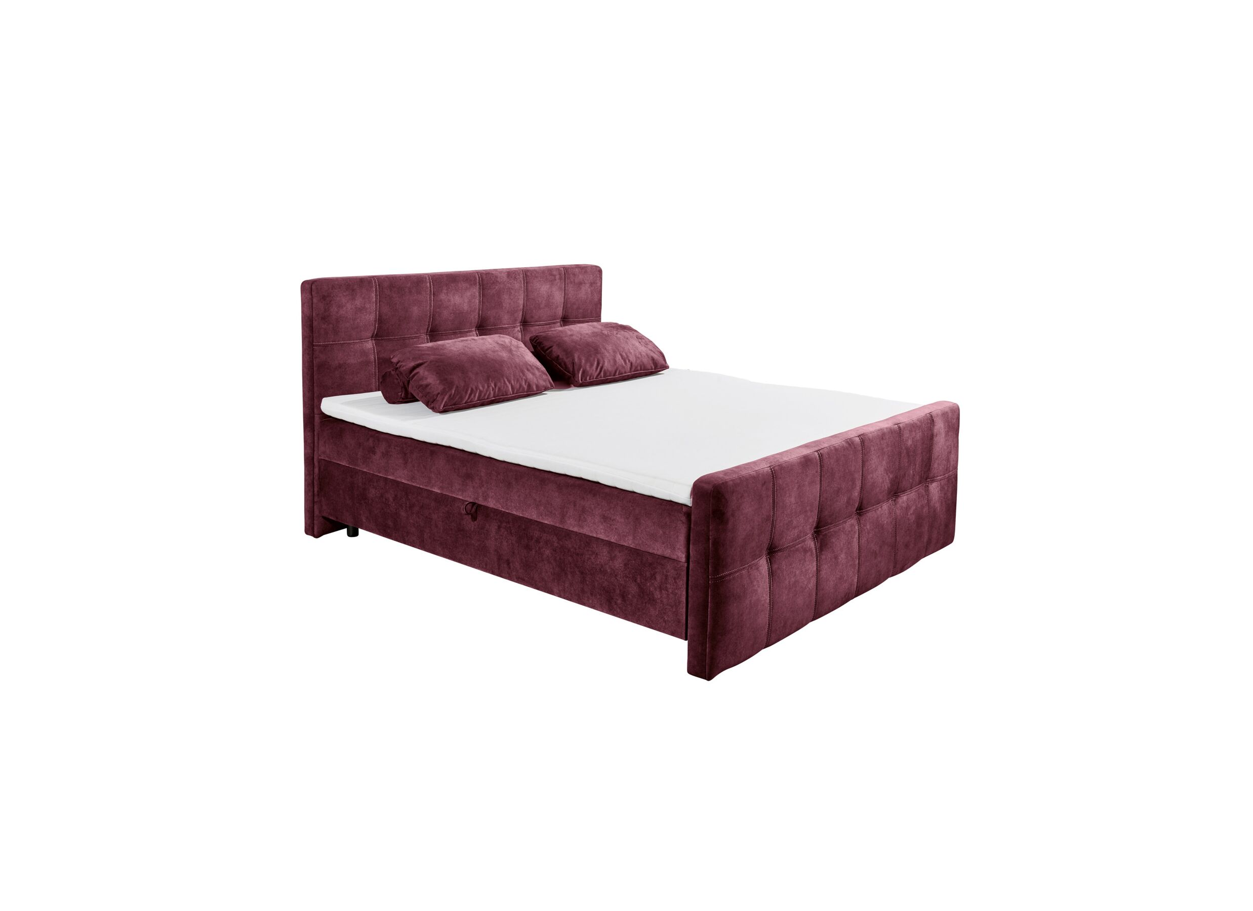 Aperçu - Lit box Valetta 180x200cm avec rangement tissu bordeaux
