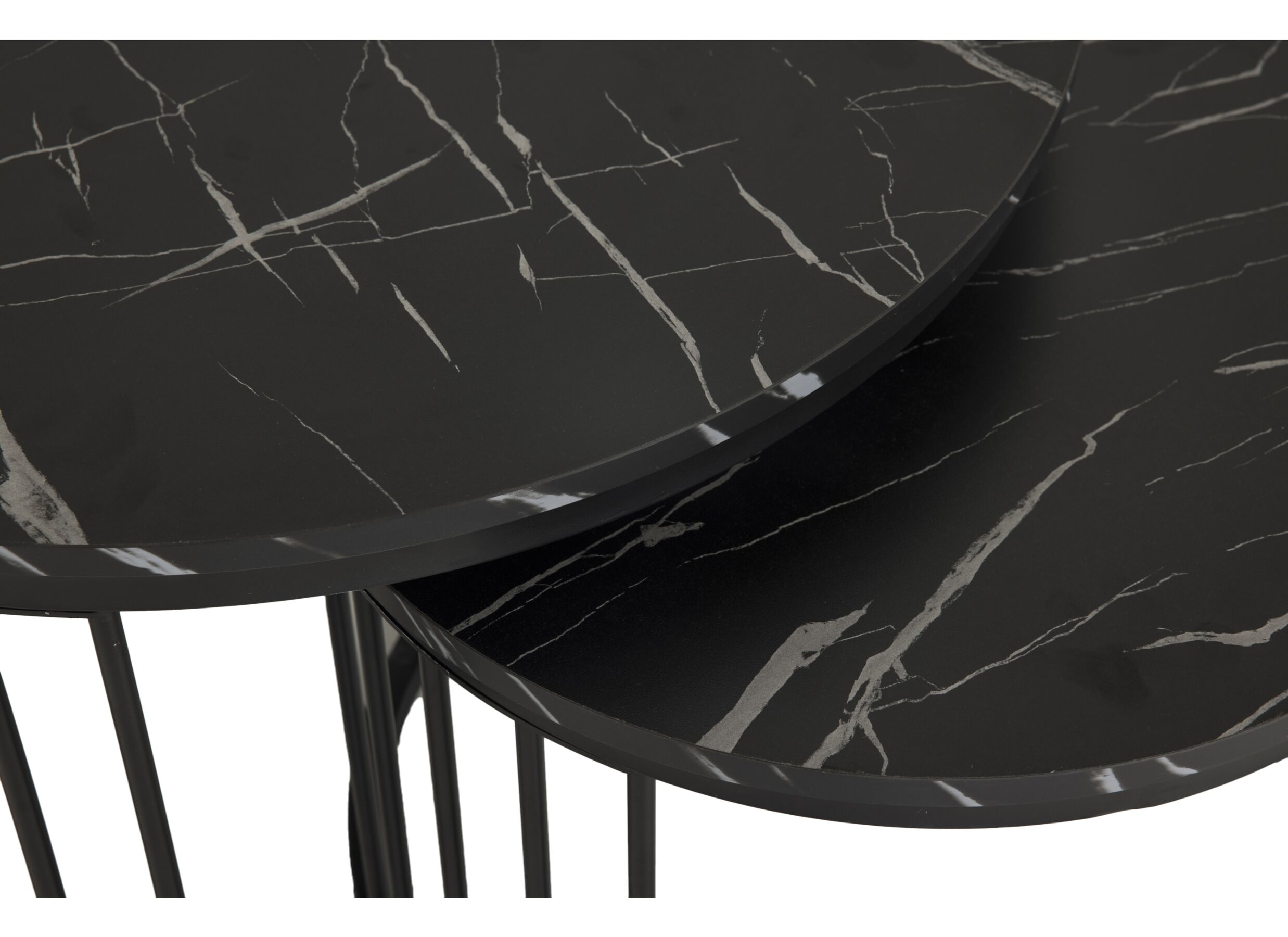 Detail - Table d'appoint décor & marbre - noir - lot de 2