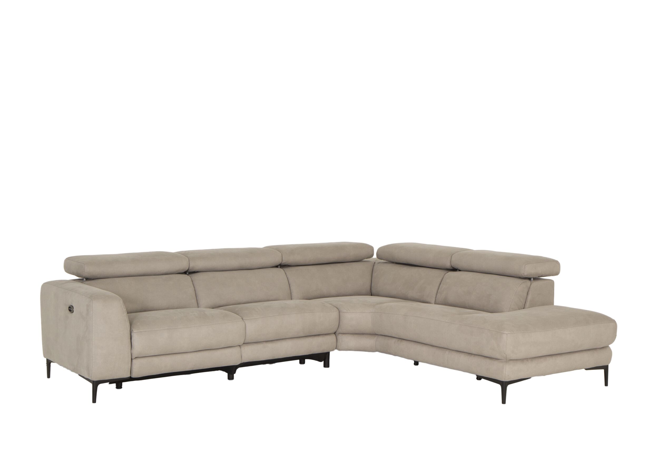 Canapé d'angle Arya tissu gris avec relax - Canapé d'angle Arya 293x241cm - tissu - gris avec relax