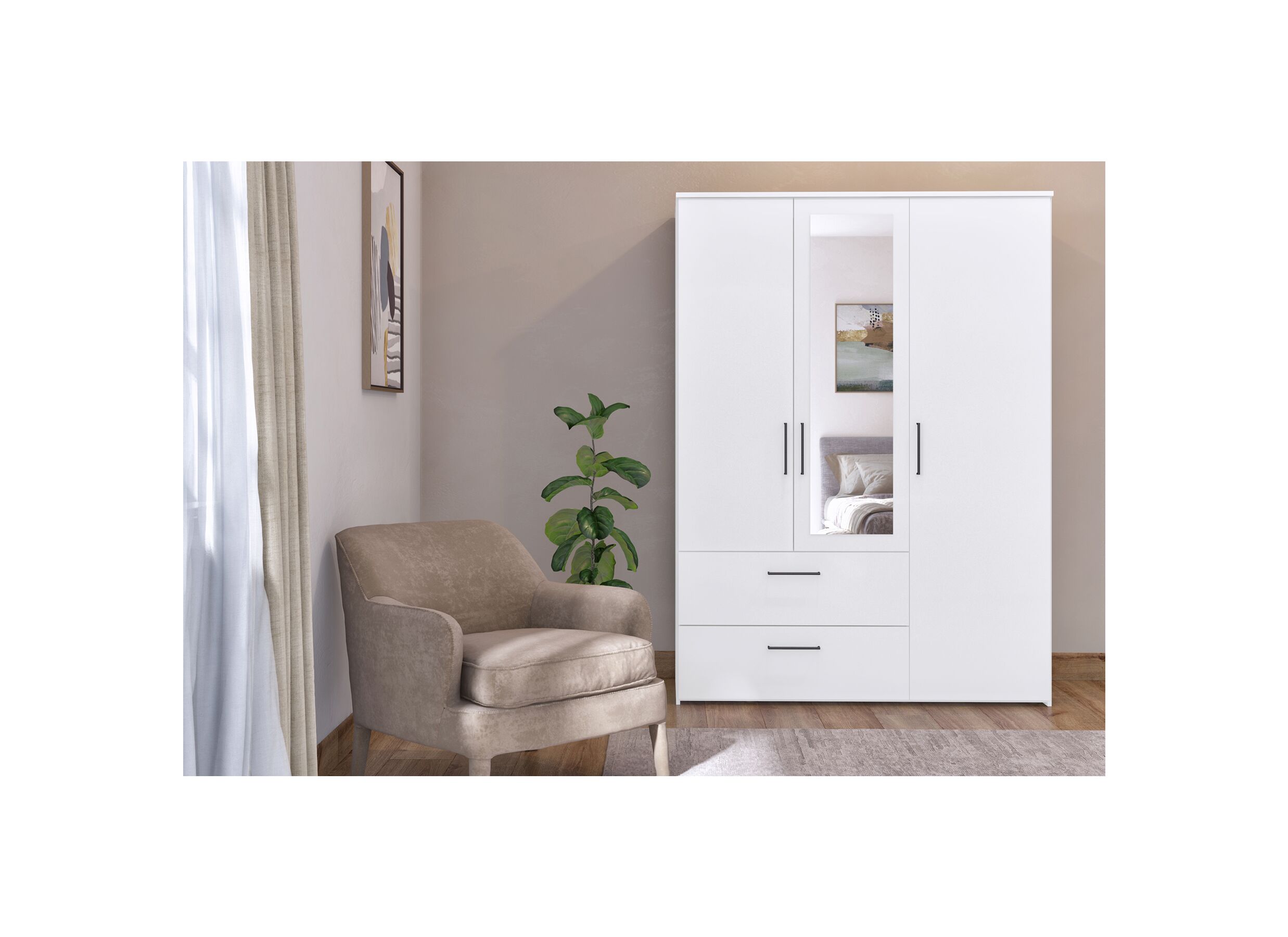 Kleerkast Orleans 145cm - decor - wit