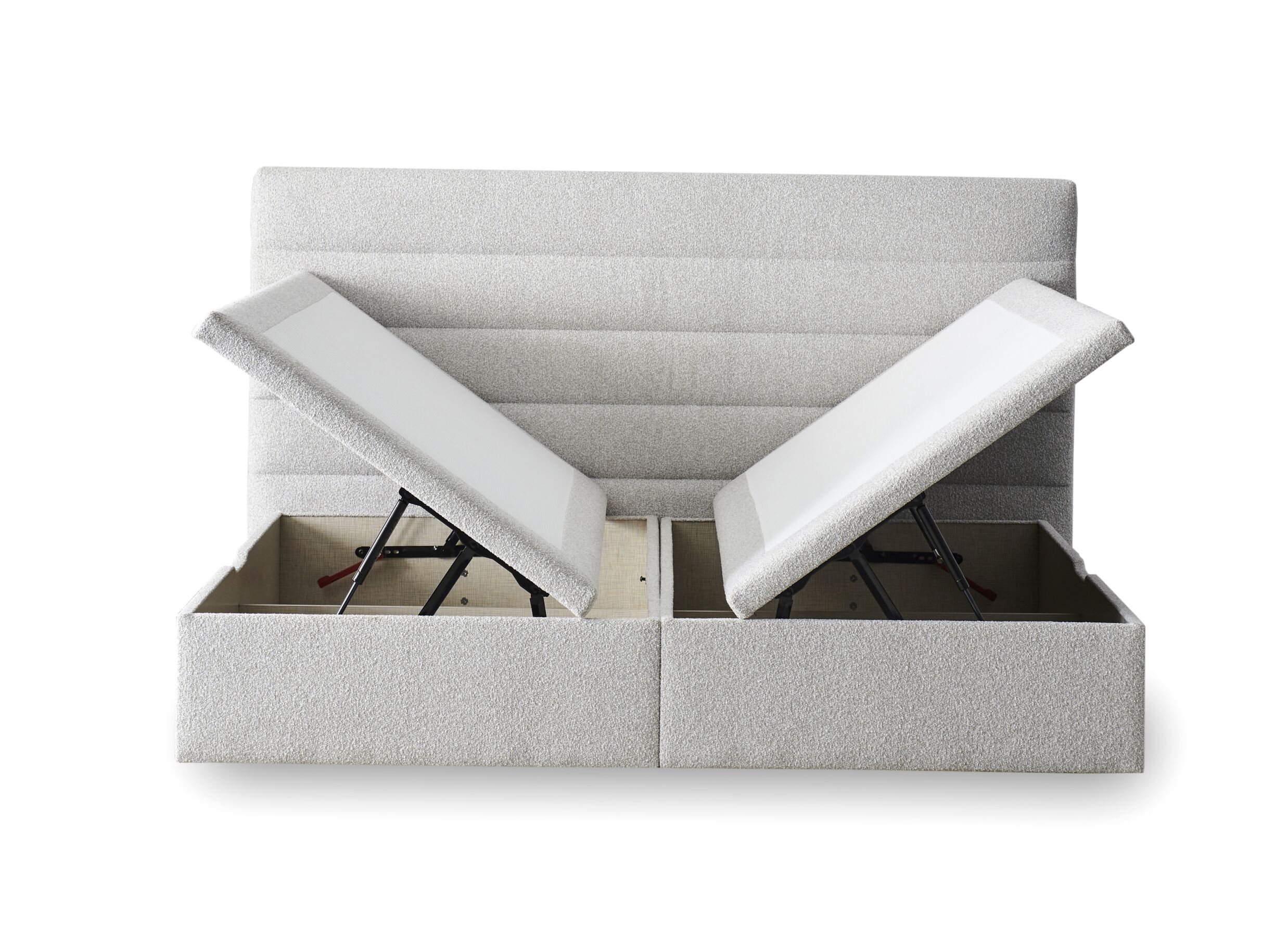 Indeling - Bedbox Butterfly 180x200cm - stof - lichtgrijs met opbergruimte