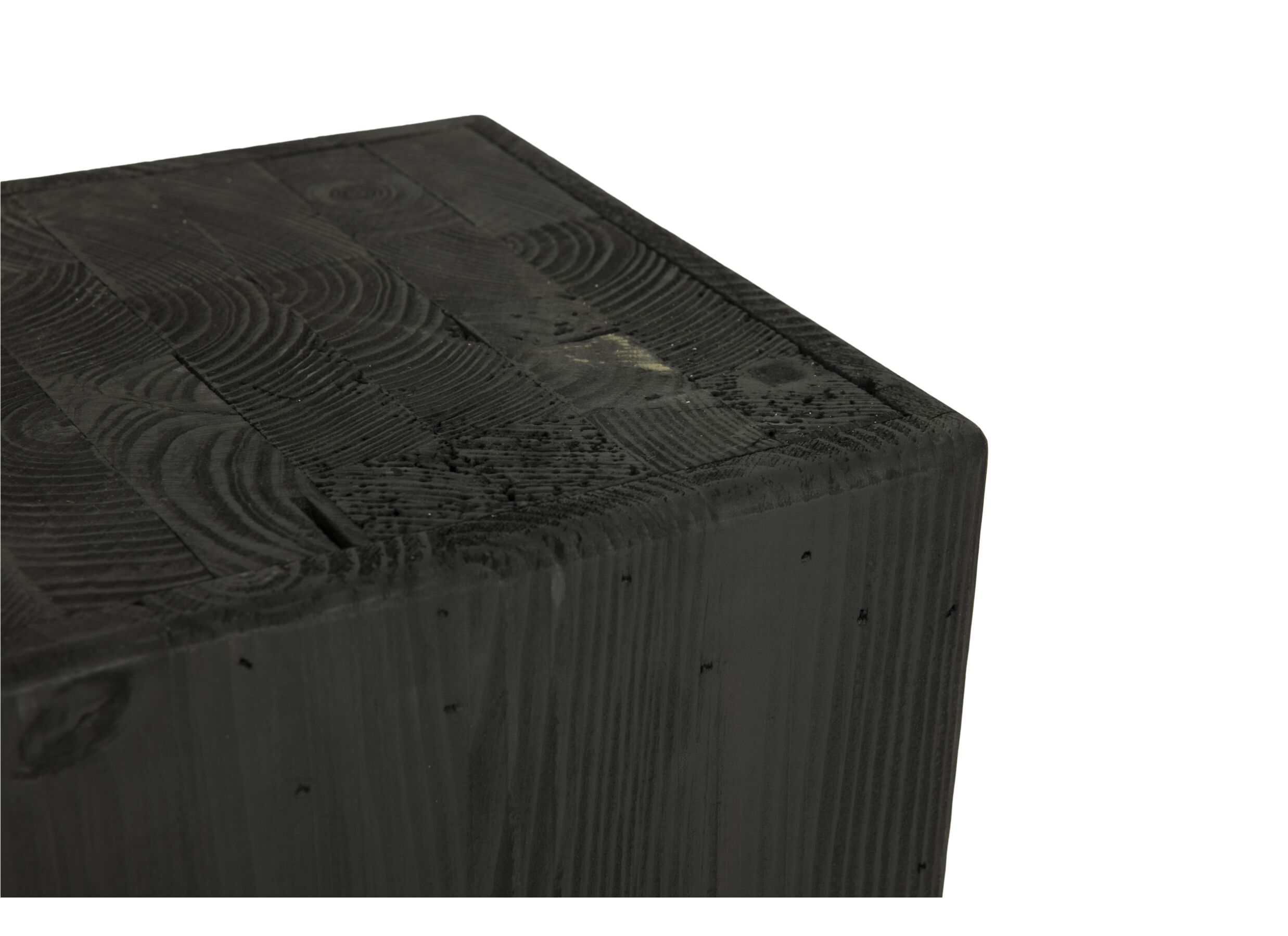 Detailfoto - Zuil Qubit 30x30x40cm - gerecycleerd den massief - zwart