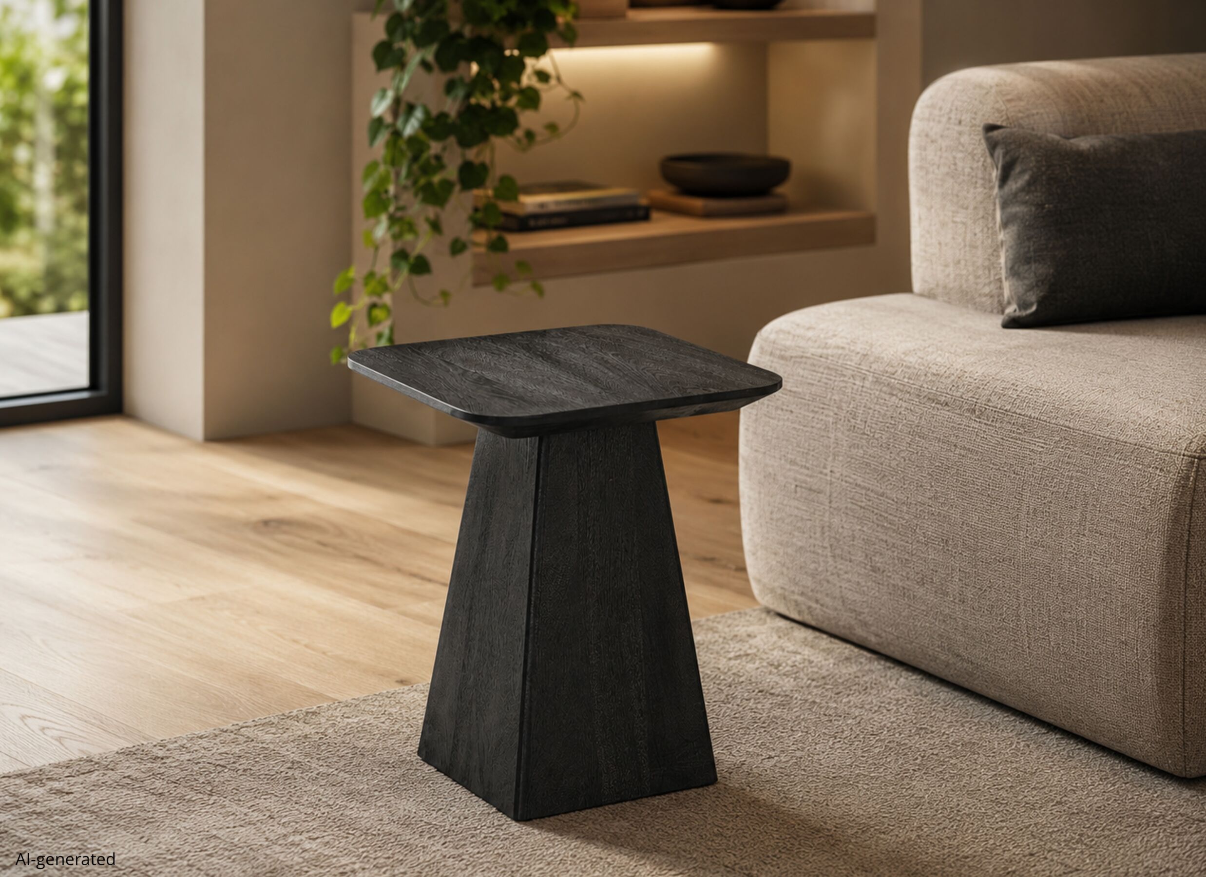 AI Generated - Salontafel Thalia 40x40cm - mango massief - zwart