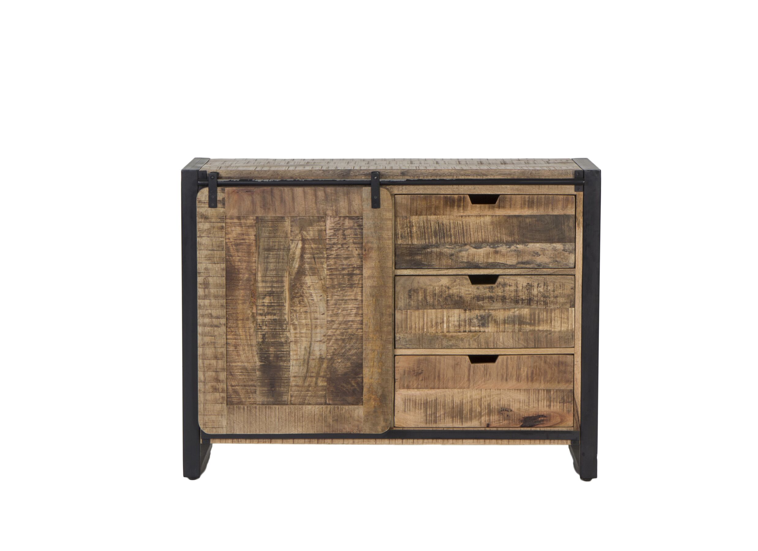 Commode Woodstock 120x45x90cm - mango massief - naturel/zwart