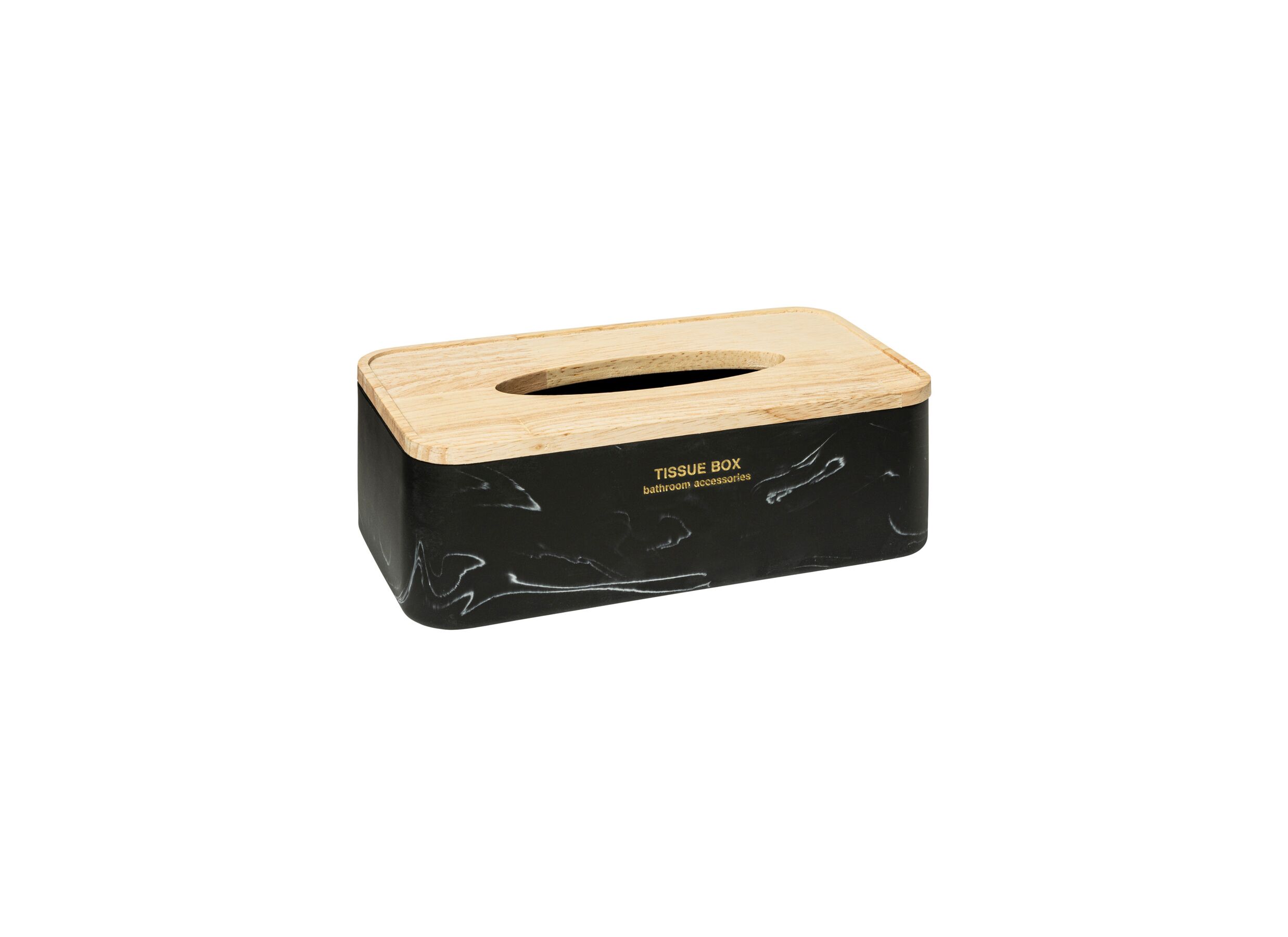 Plus Important - Boite à mouchoirs Lea 25x13,3x8,6cm - polystone & hévéa - noir