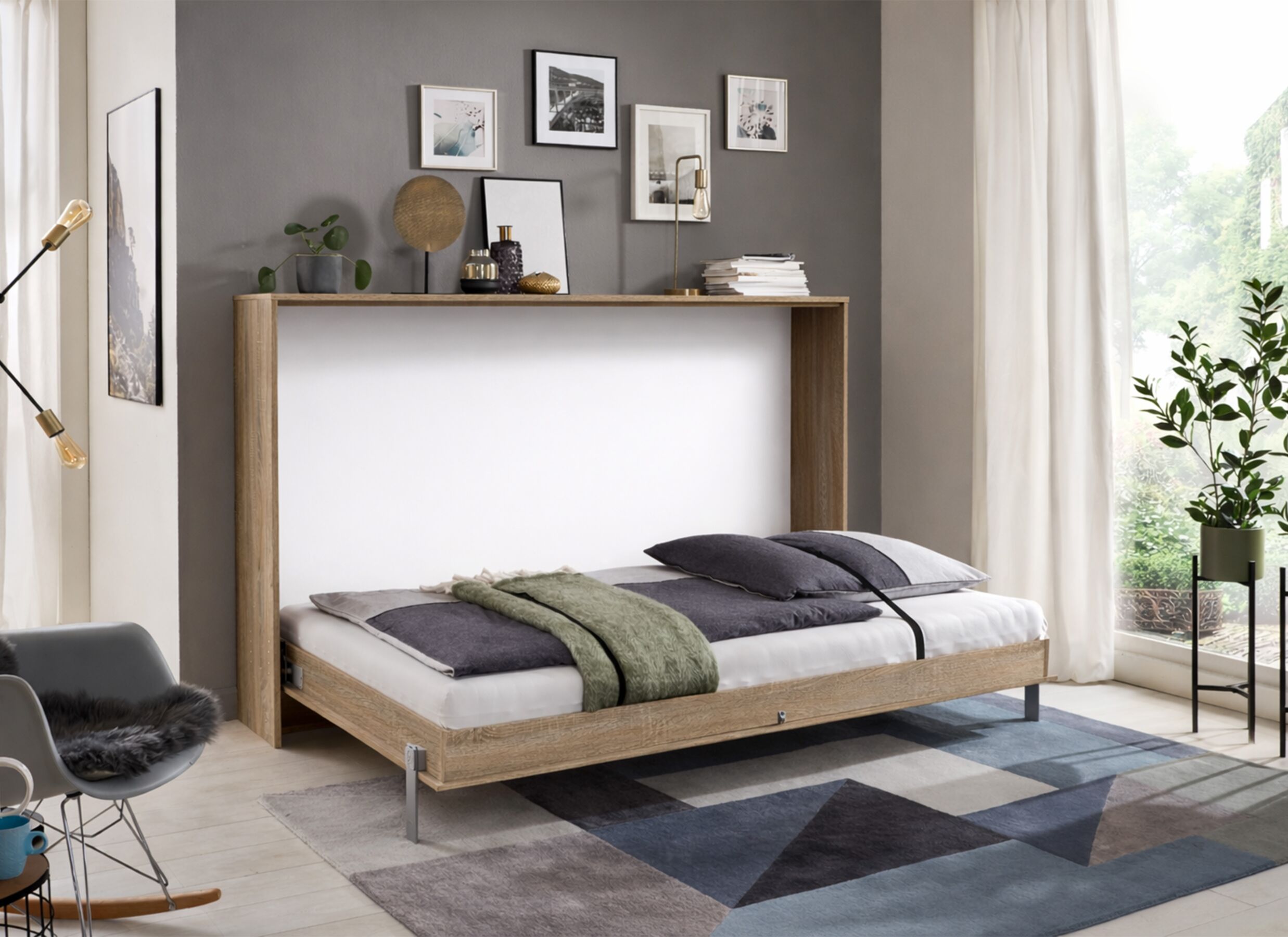 Sfeerfoto - Opklapbed Juist Sonoma 90x200cm - decor - imitatie eik