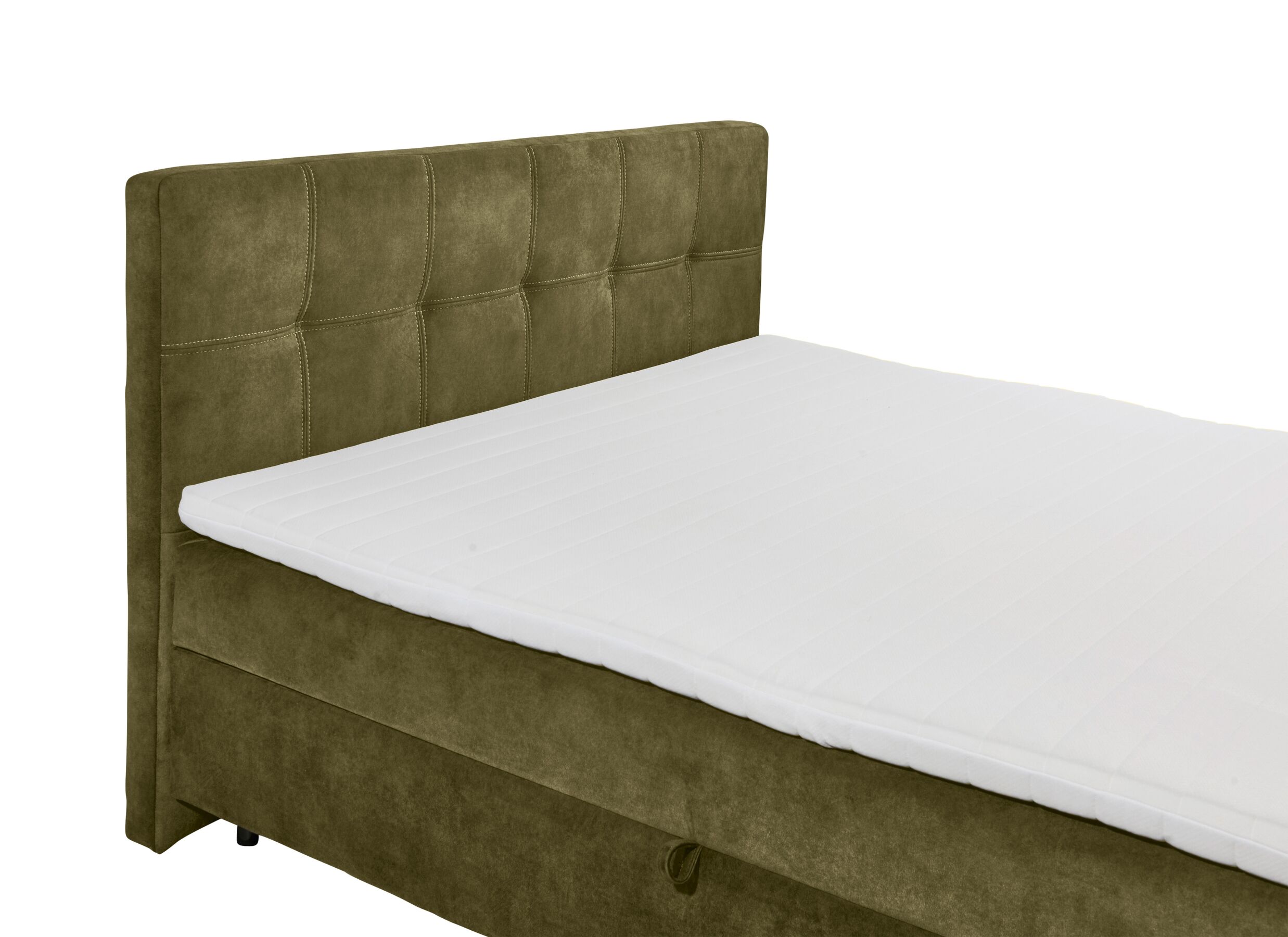 Detailfoto - Bedbox Valetta 160x200cm - stof - olijf met opbergruimte