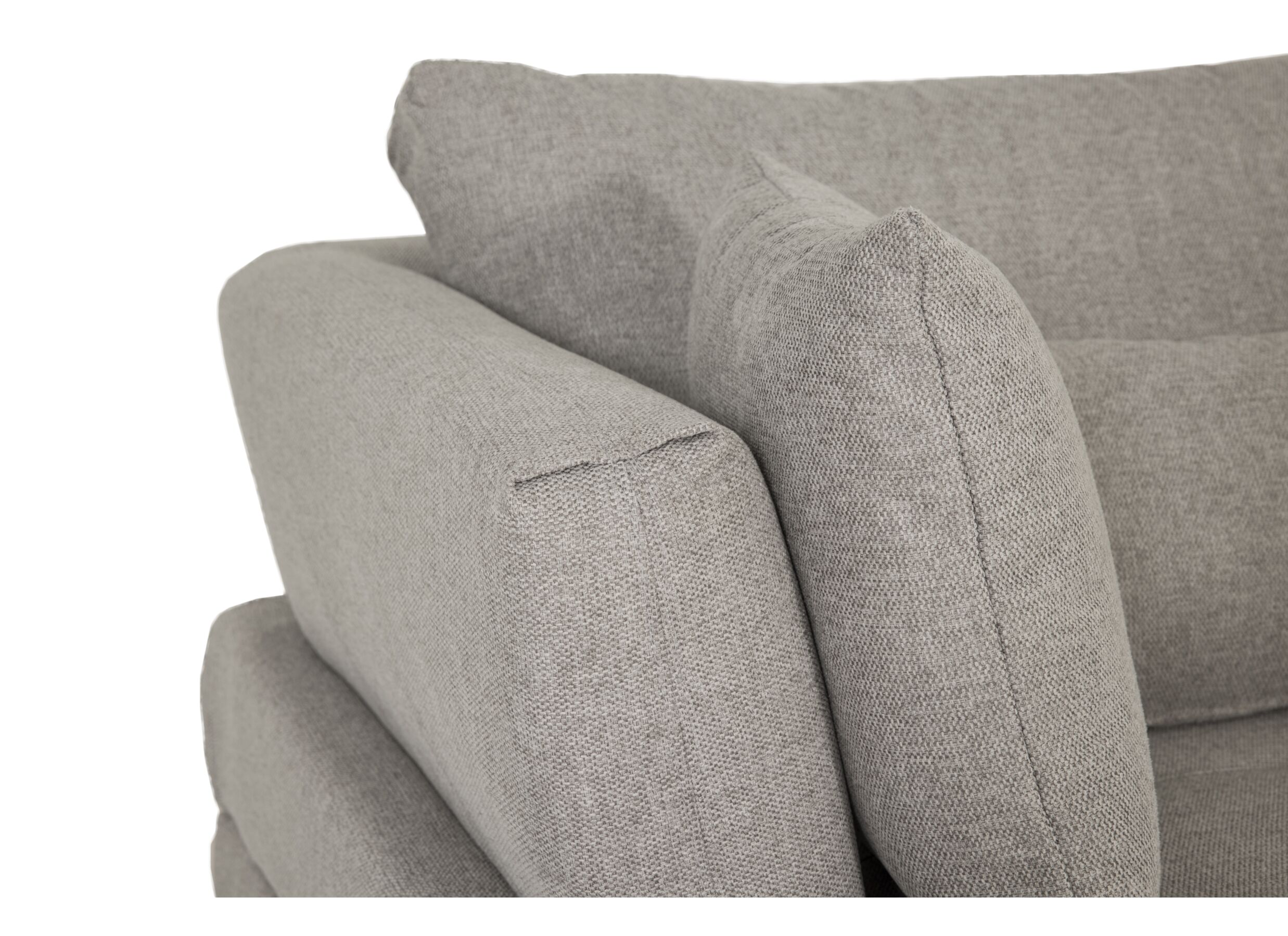 Detail - Canapé d'angle Roxy tissu gris avec pouf
