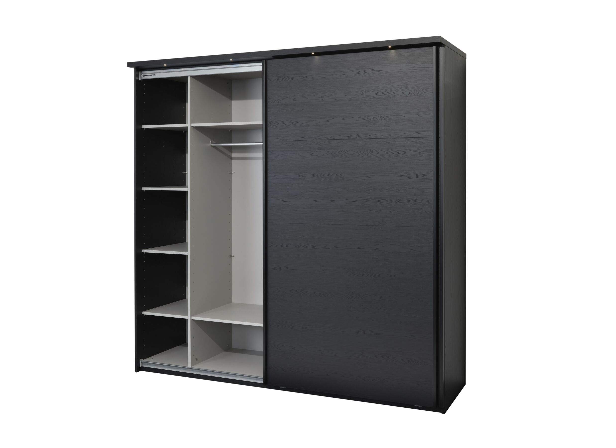 Armoire à portes coulissantes Rosie 245cm - mélamine - noir