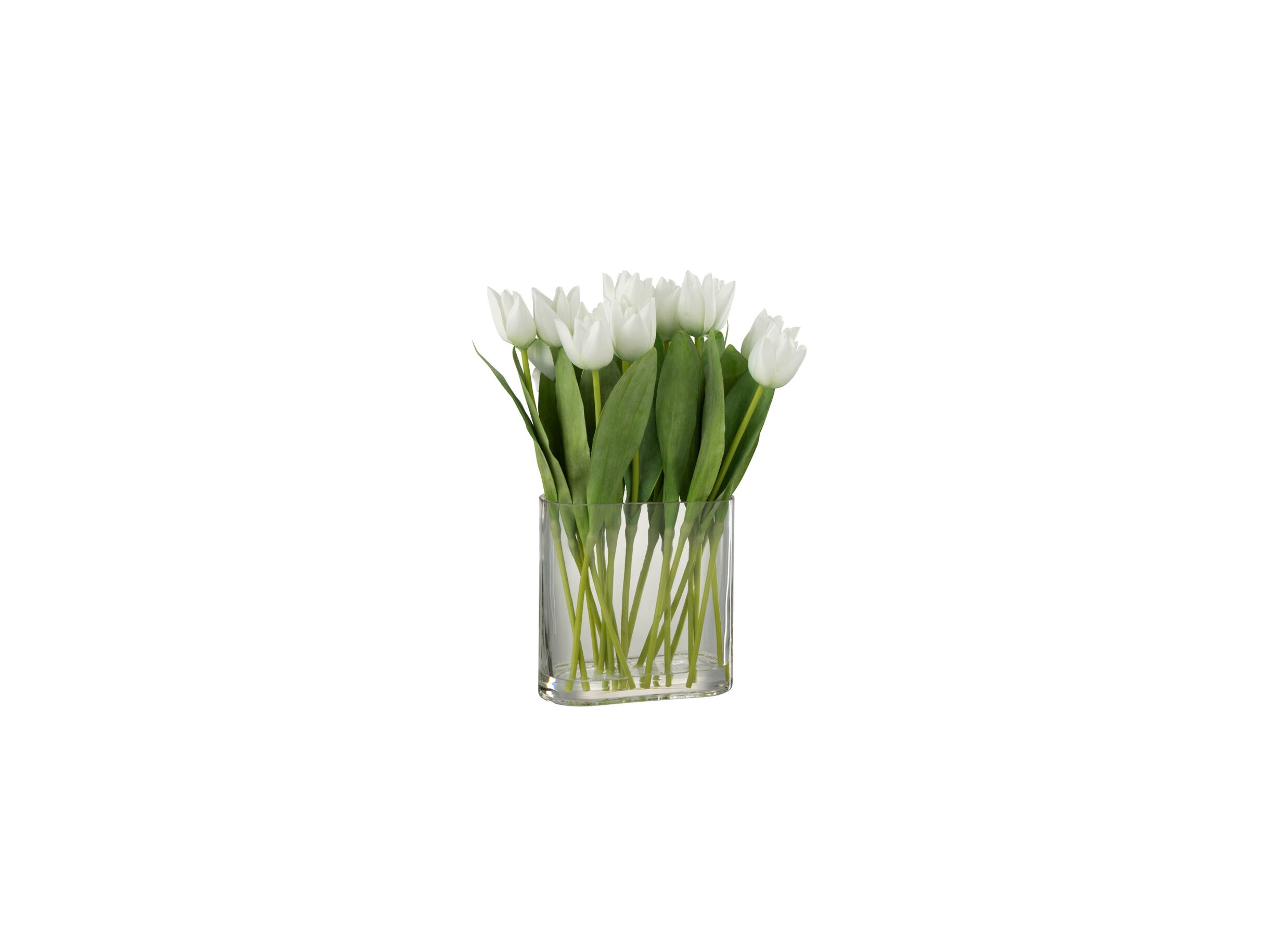 Plus Important - Tulipes en vase H38cm - plastique & verre - vert/blanc