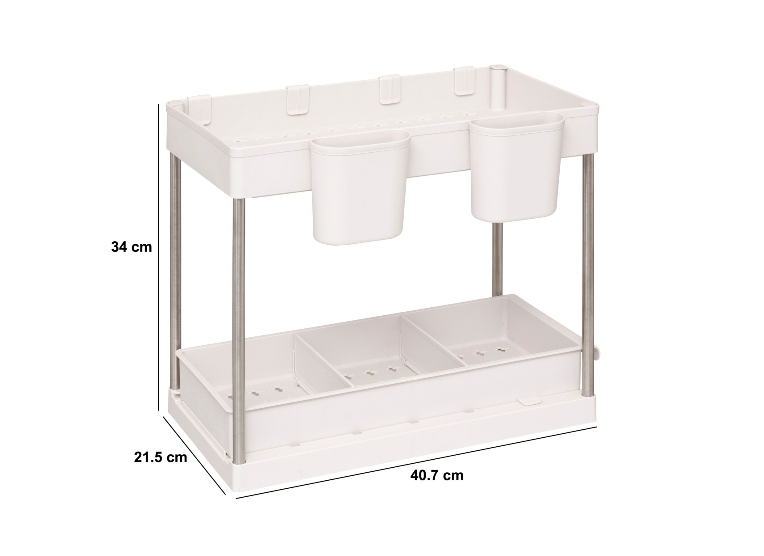 Afmetingen - Organizer 2 niveaus 21,5x40,7x34cm - kunststof - beige