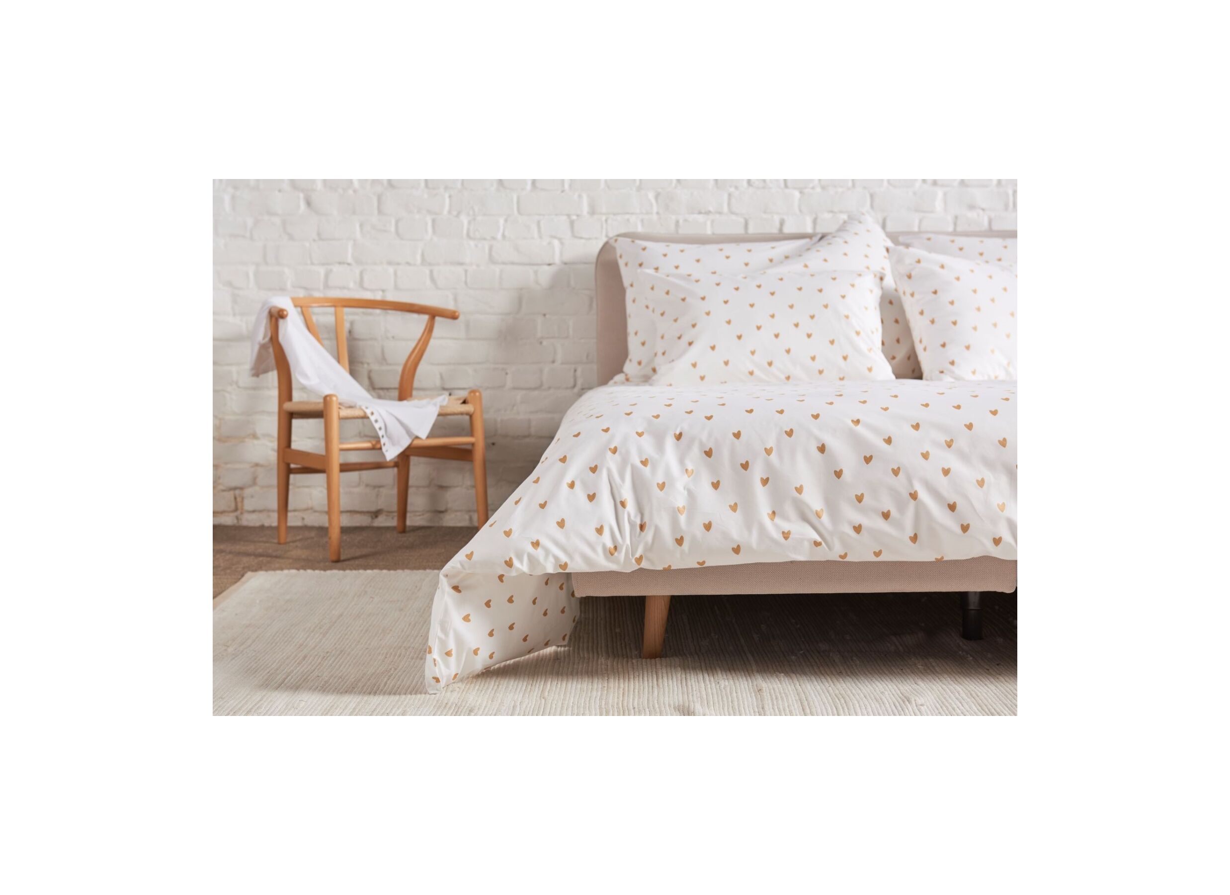 Dekbedovertrek Golden Hearts 260x220/240cm percale katoen