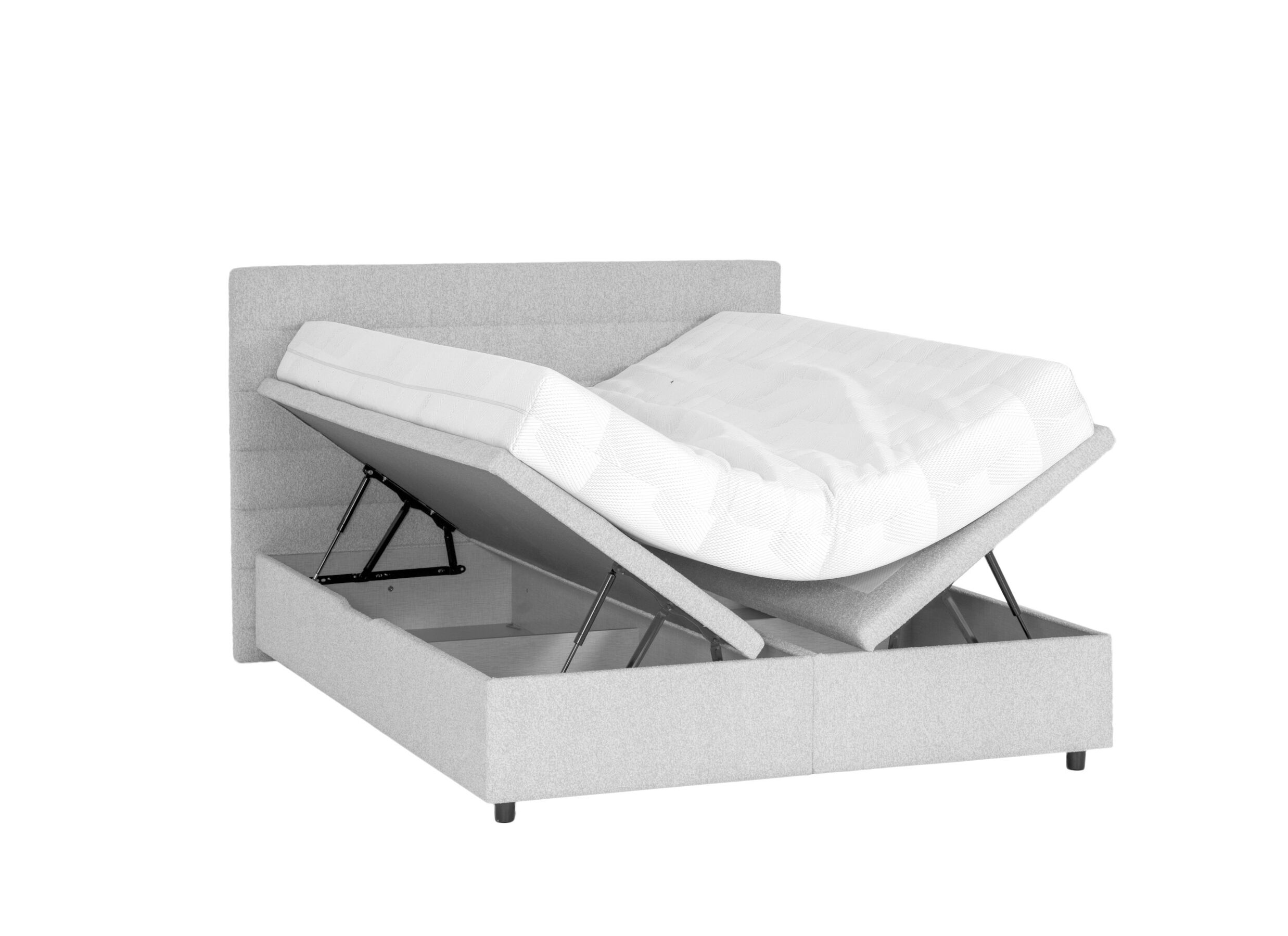 Overzichtsfoto - Bedbox Butterfly 160x200cm - stof - lichtgrijs met opbergruimte
